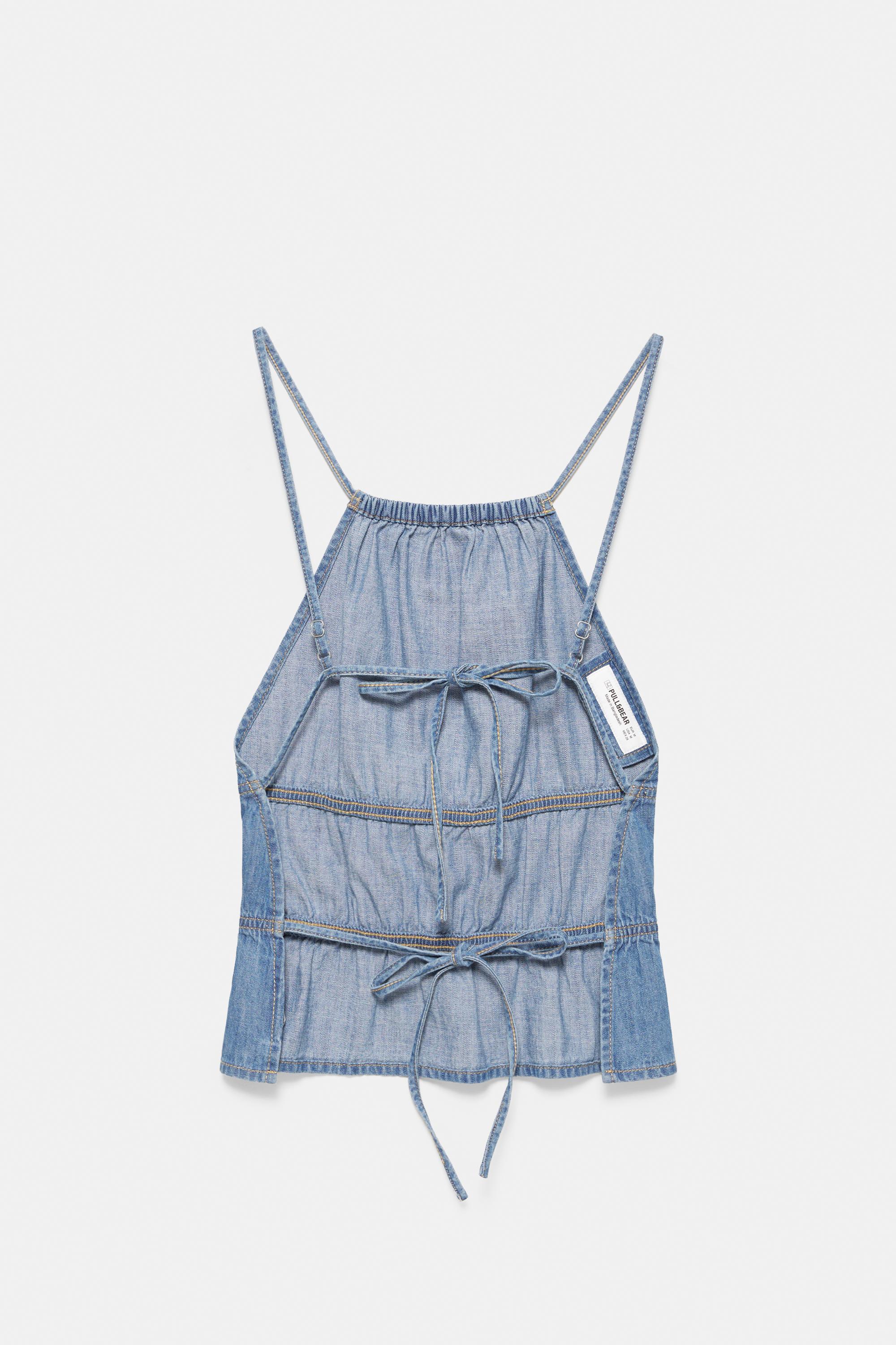 Open back denim top — Pale blue