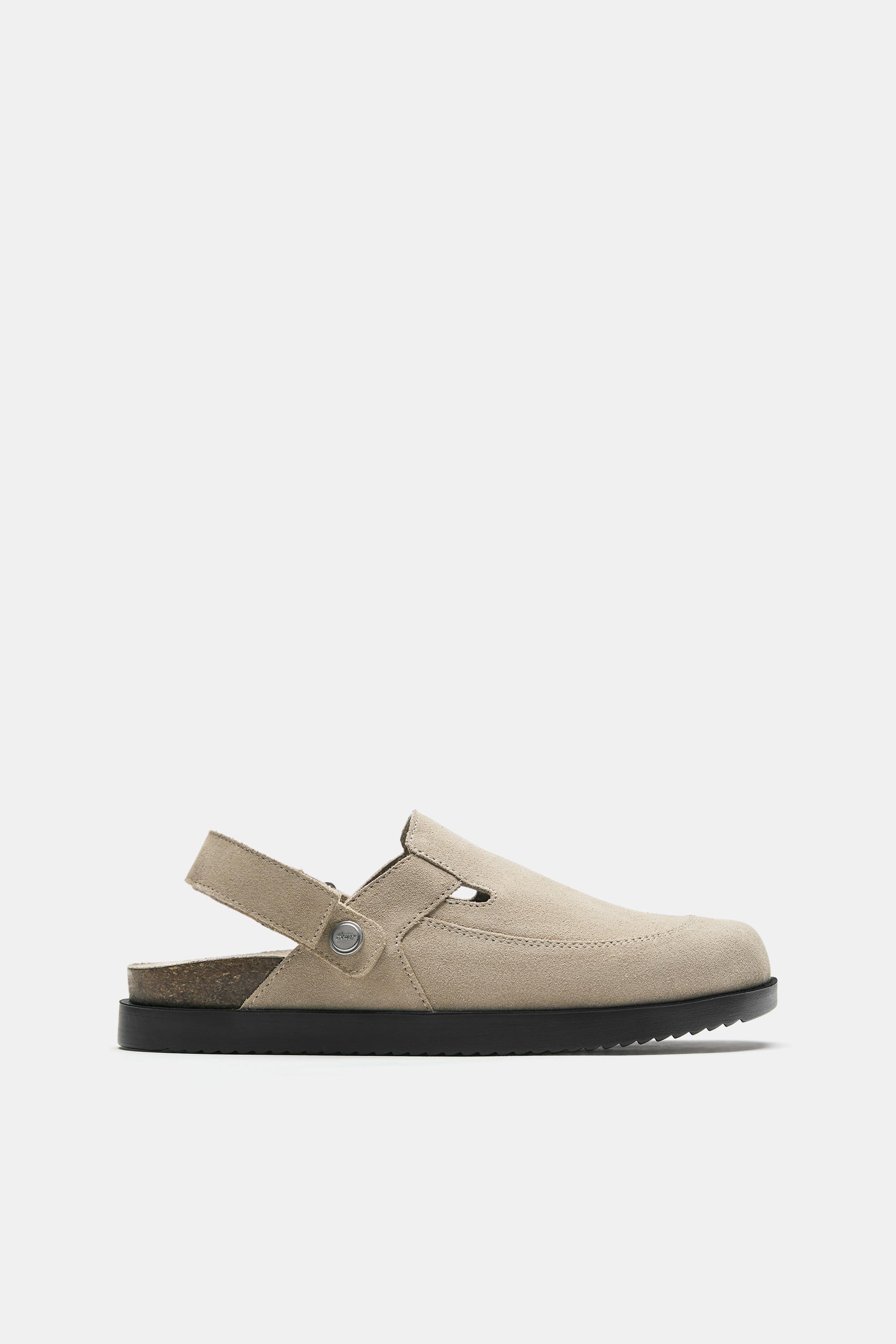 STWD leather strap clogs — Ecru