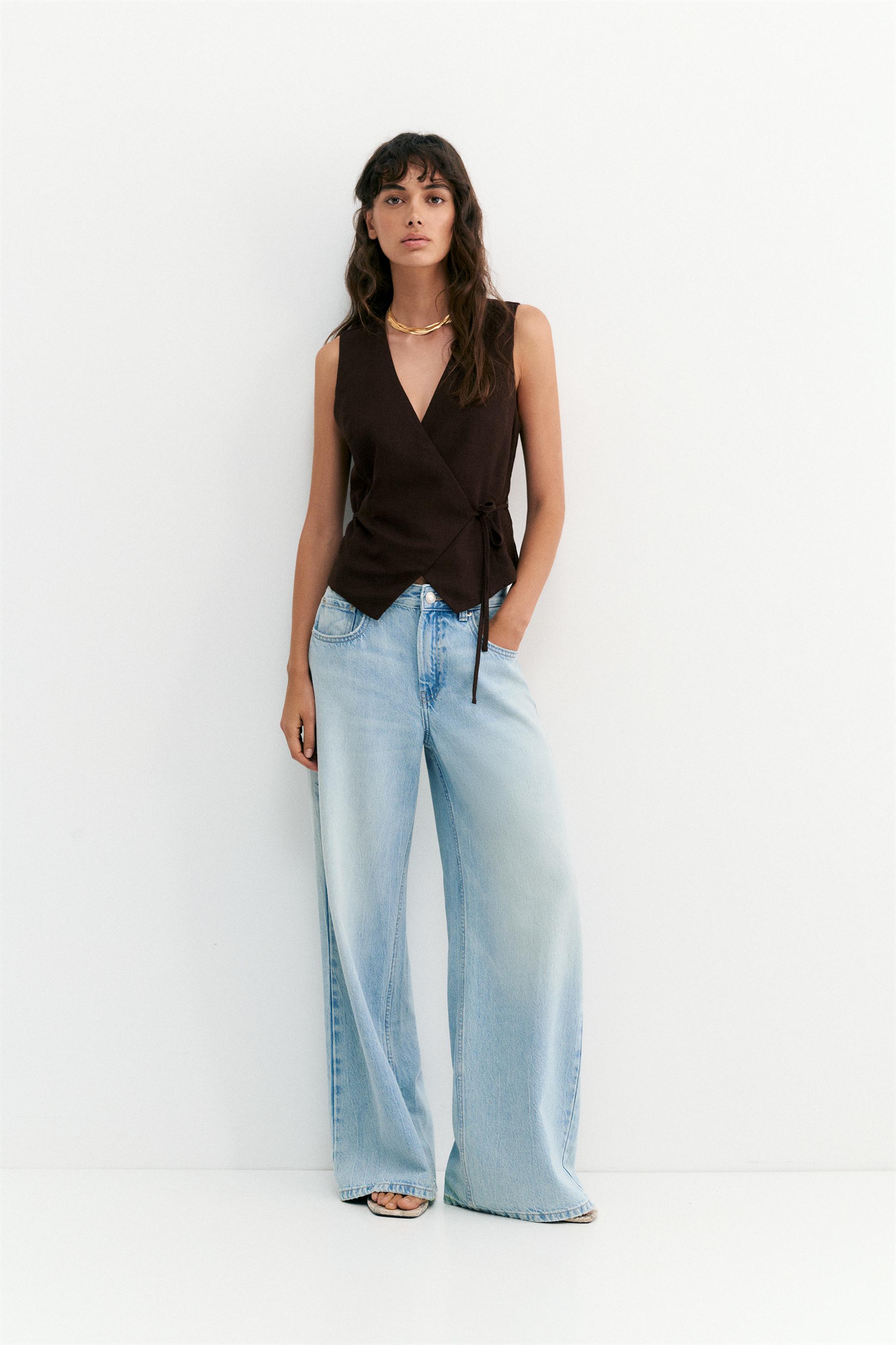 Rustic linen-blend waistcoat — Brown