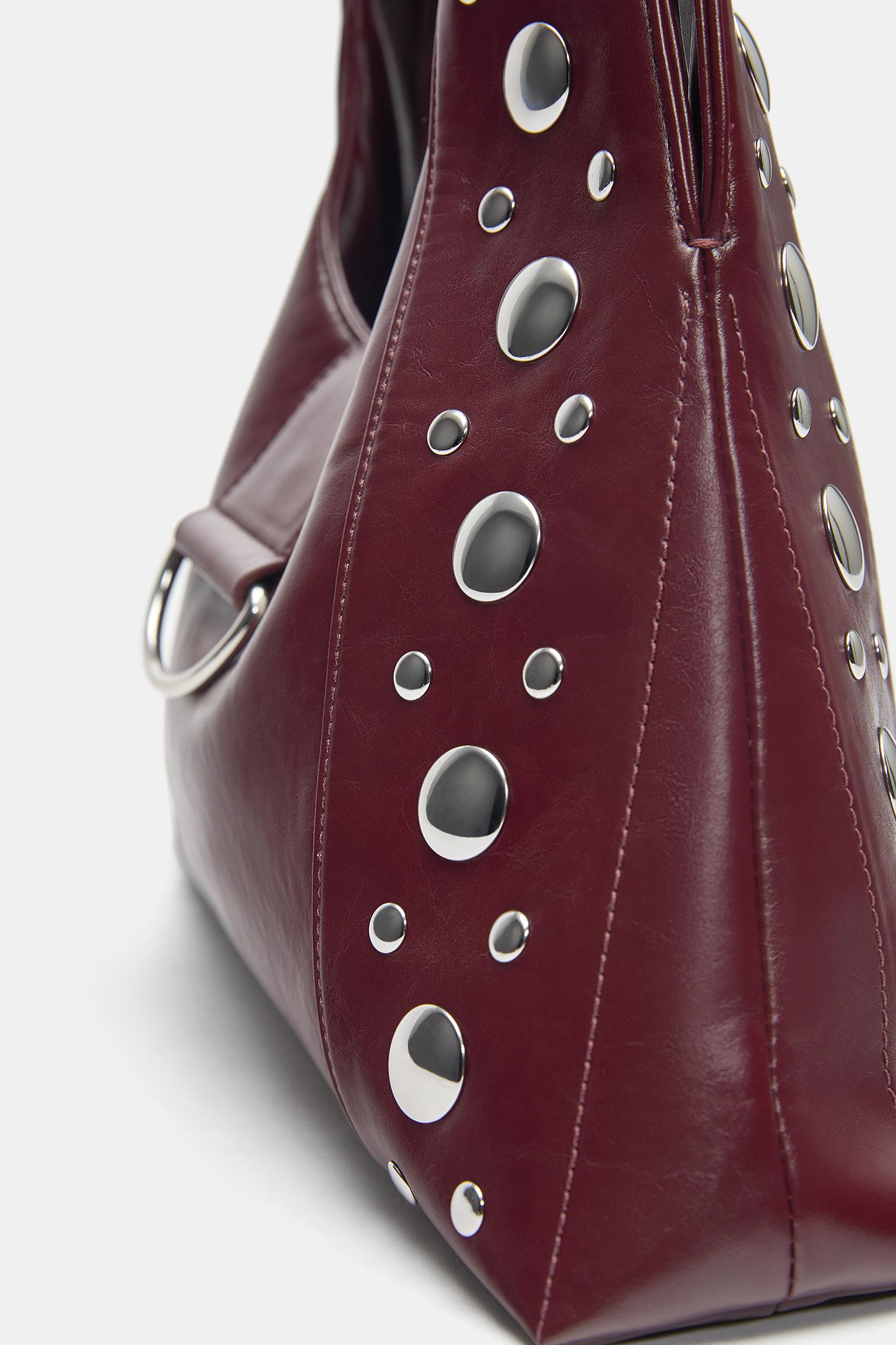 Studded shoulder bag — Burgundy