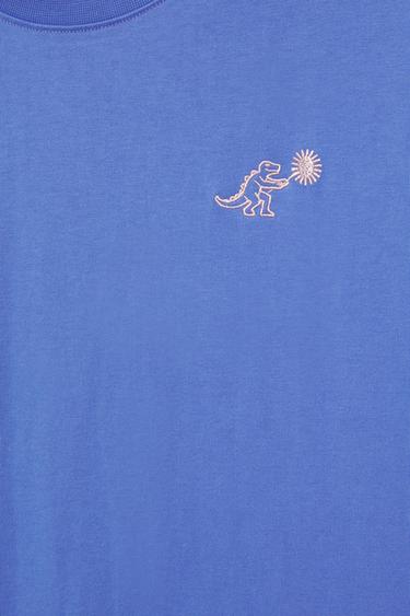 Relaxed fit textured graphic T-shirt — Deep blue 7