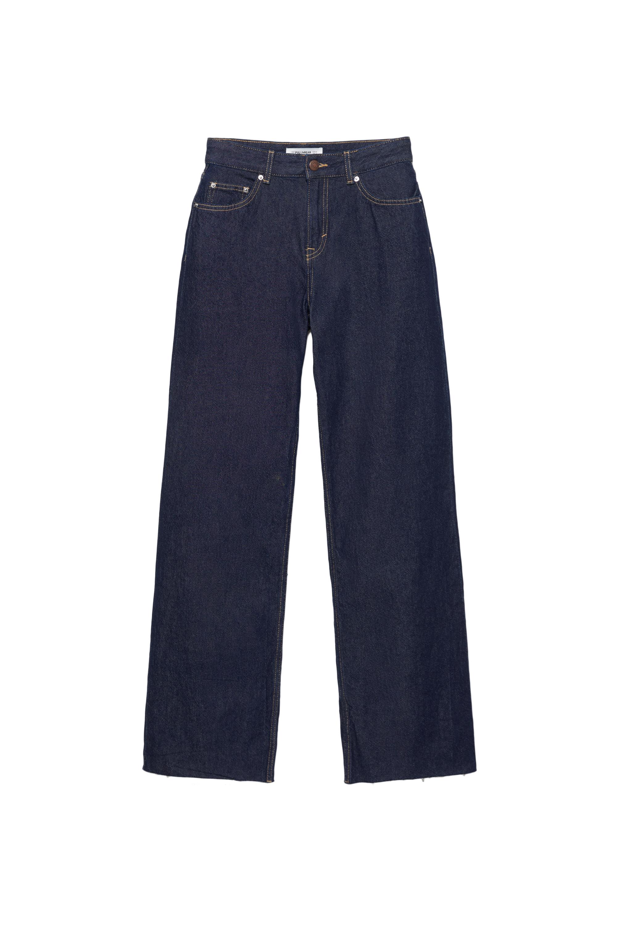 Pull&Bear Yüksek bel geniş düz paça jean görsel 5