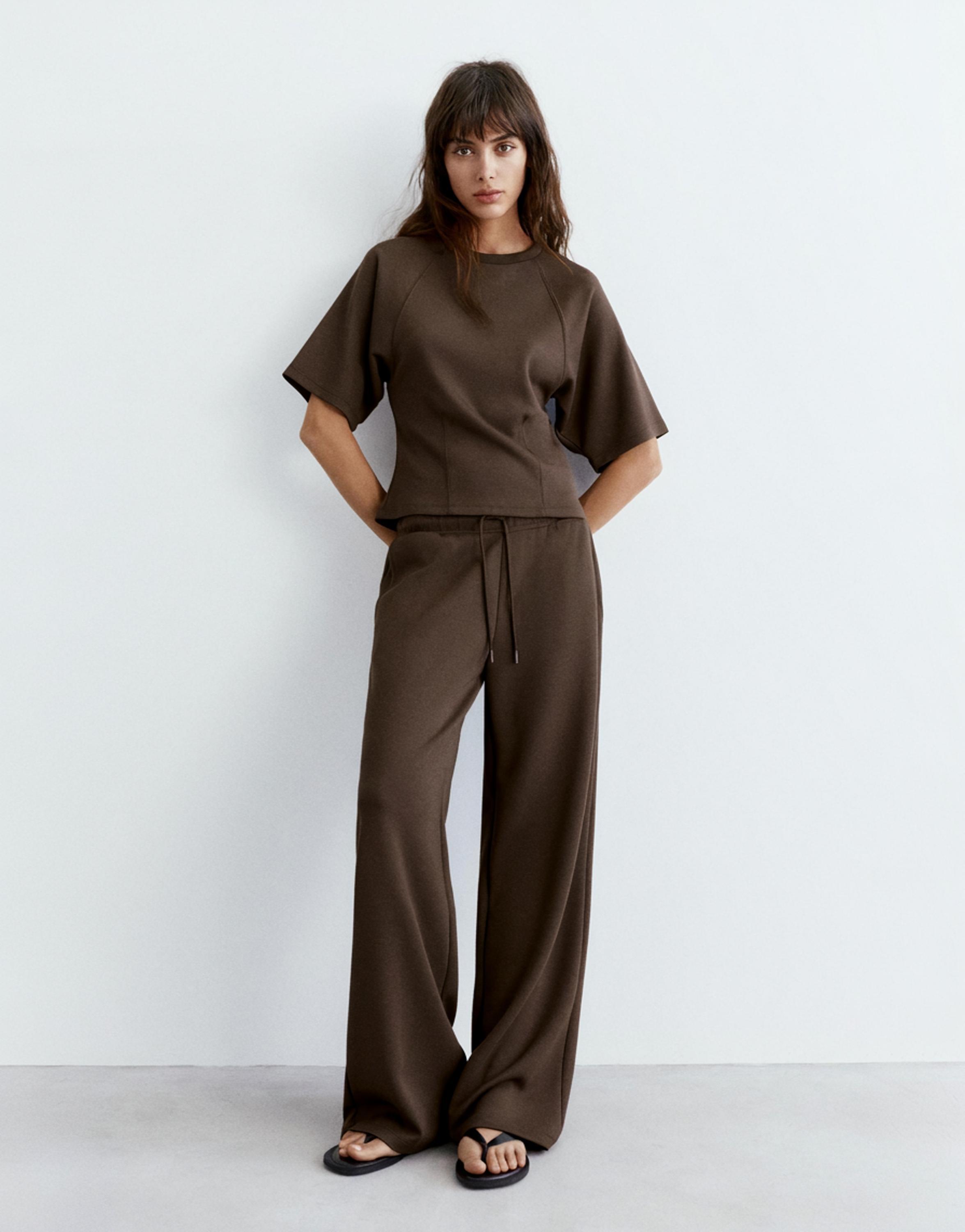 Soft touch short sleeve sweatshirt — Brown