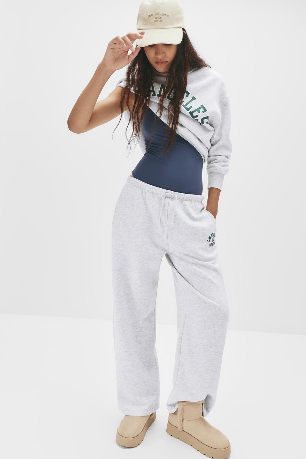 Pantalon de survêtement gris coupe droite pull&bear