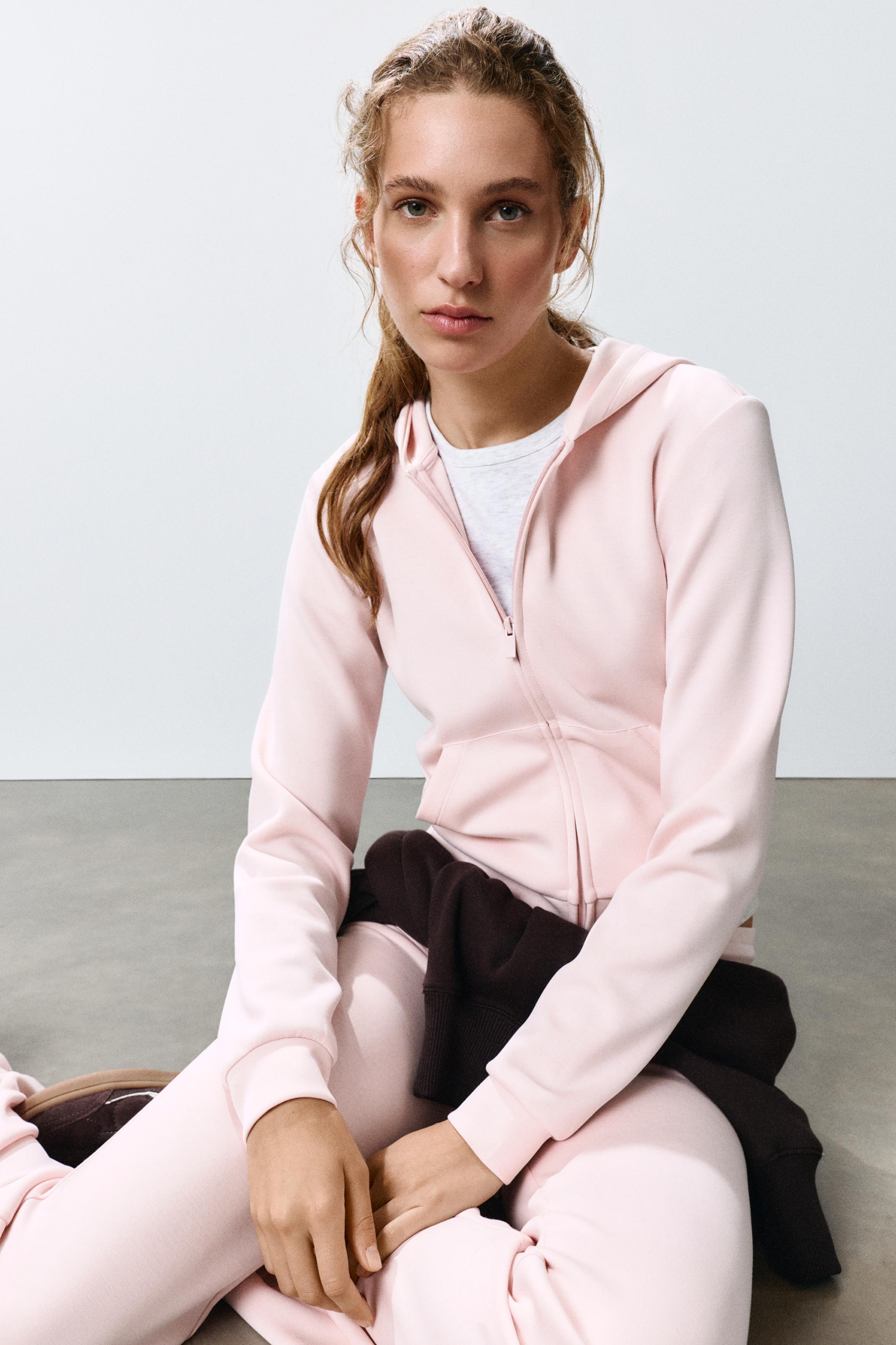 Zip-up hooded sweatshirt — Pastel pink