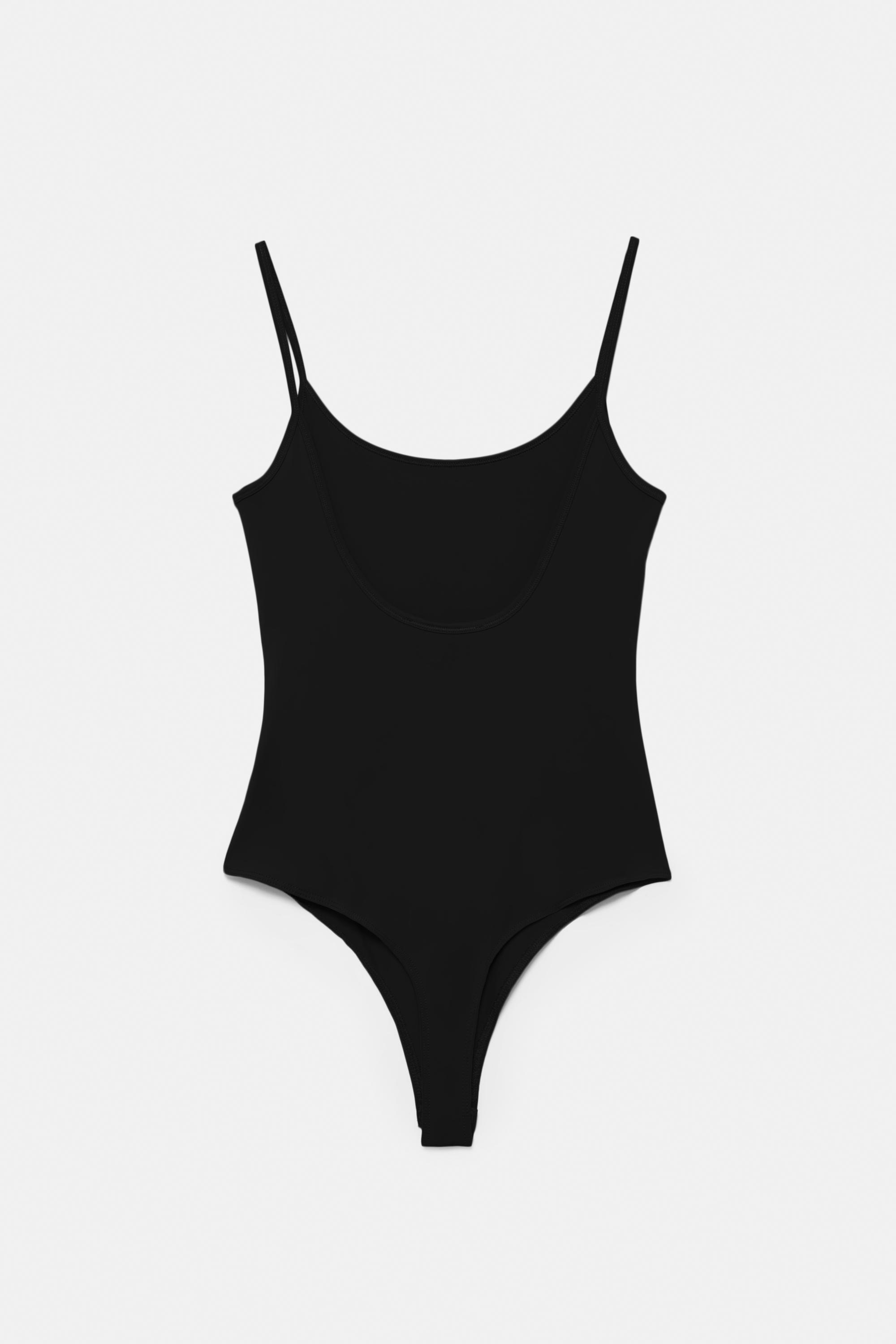 Polyamide bodysuit with thin straps — Black