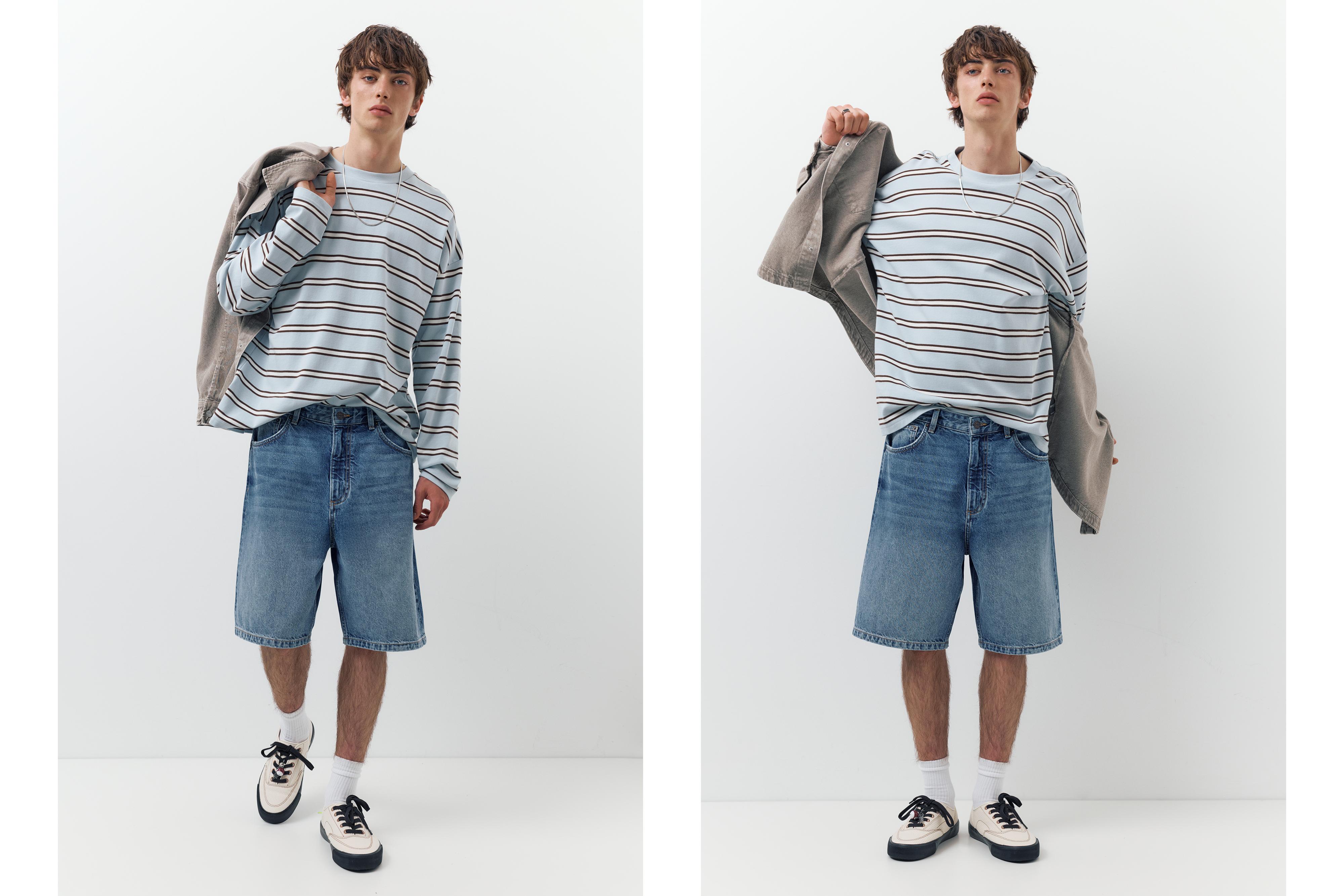 Baggy denim Bermuda shorts — Medium blue