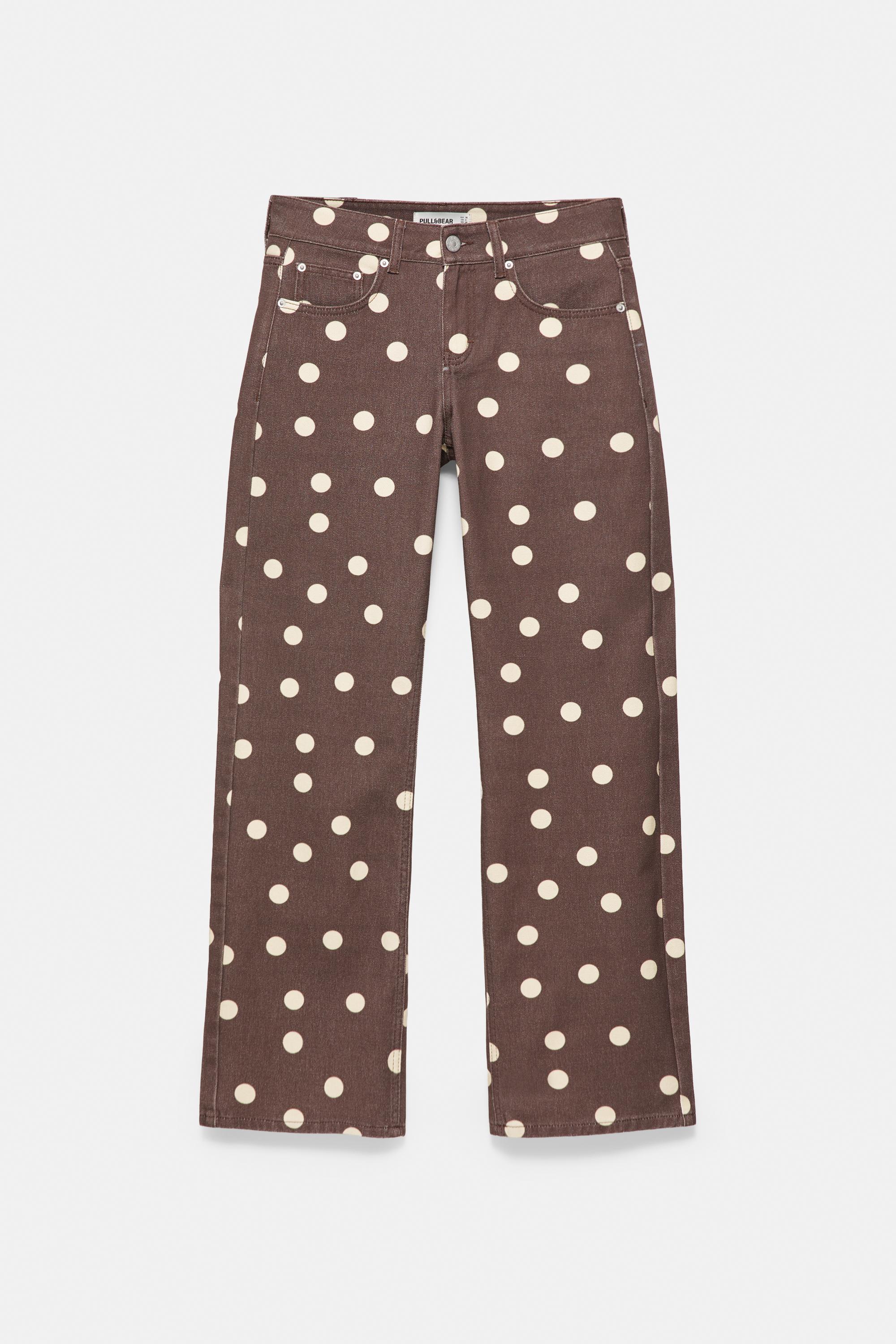 Polka dot straight-leg jeans — Brown