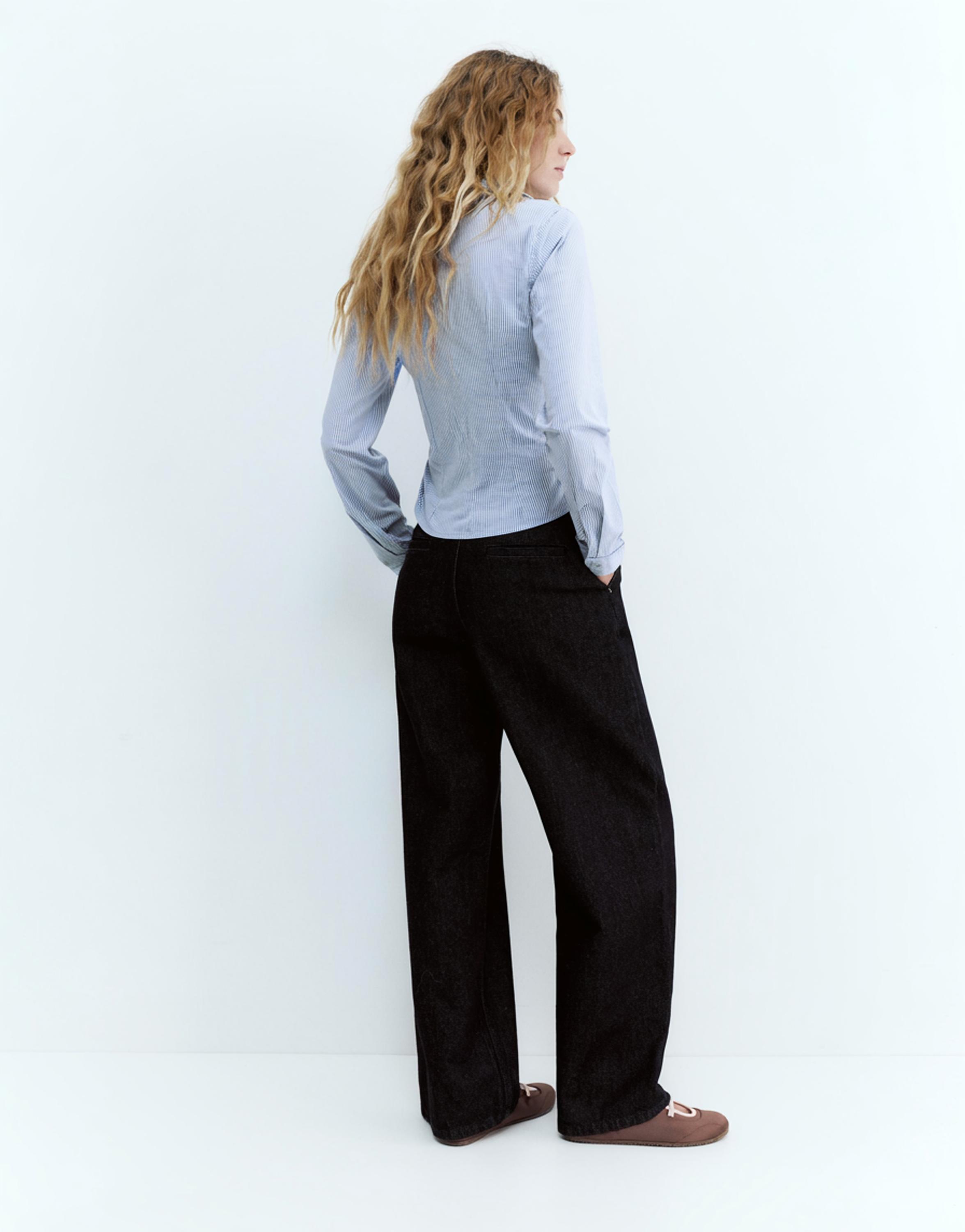 Poplin yırtmaçlı dar kesim gömlek - Görsel 119