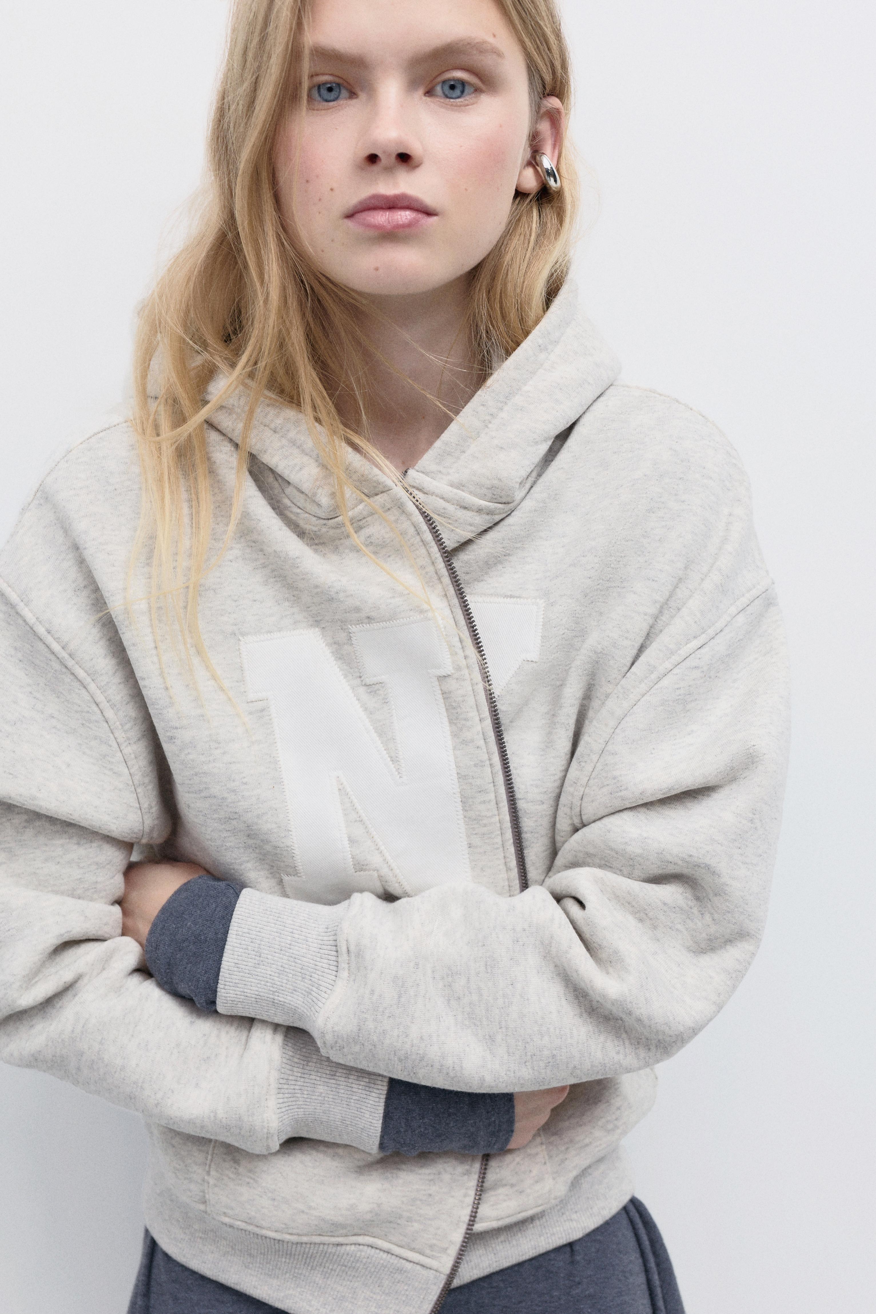 Grafikli fermuarlı kapüşonlu sweatshirt - Görsel 15