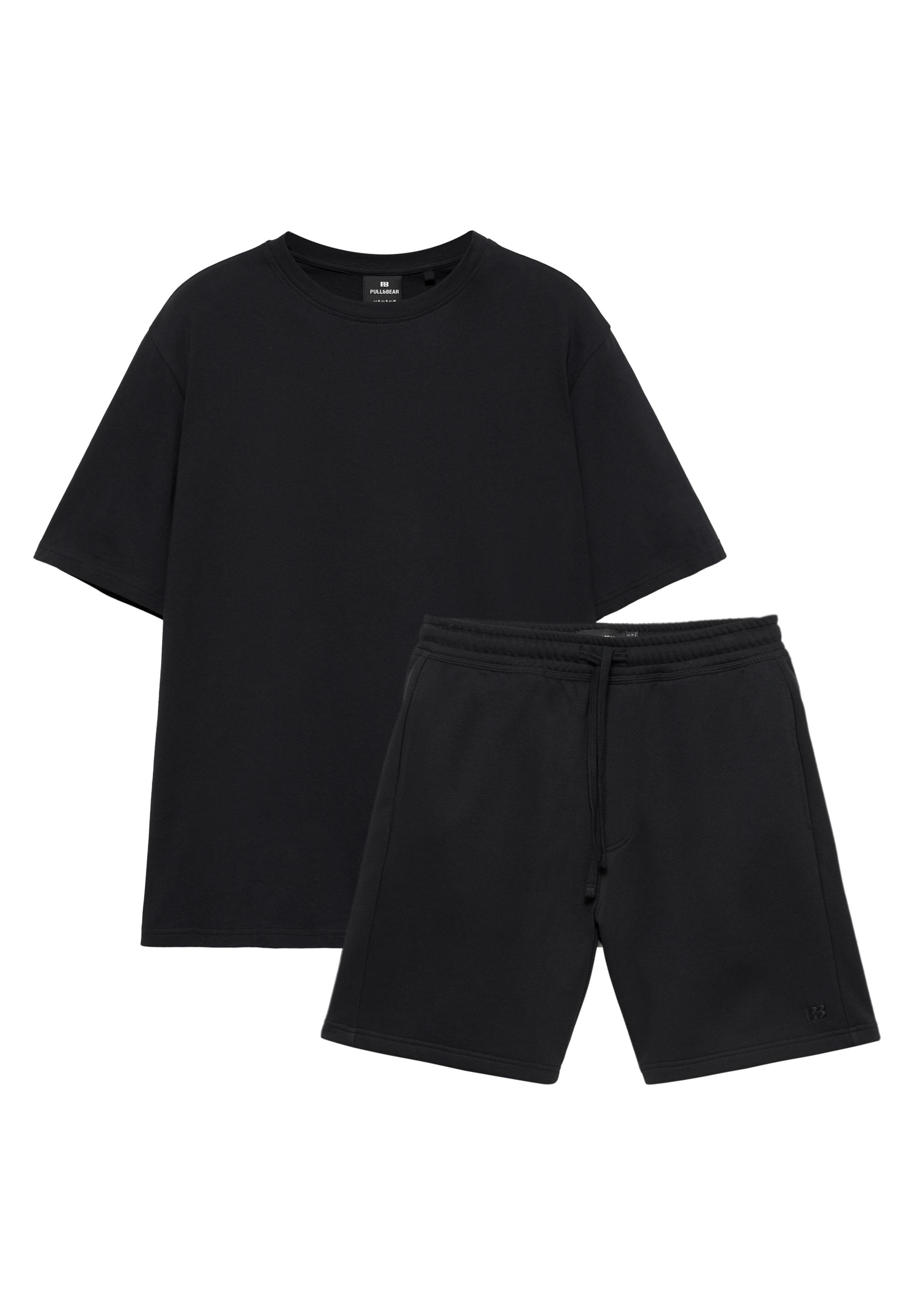 Pack of Bermuda jogger shorts and T-shirt — Dark navy