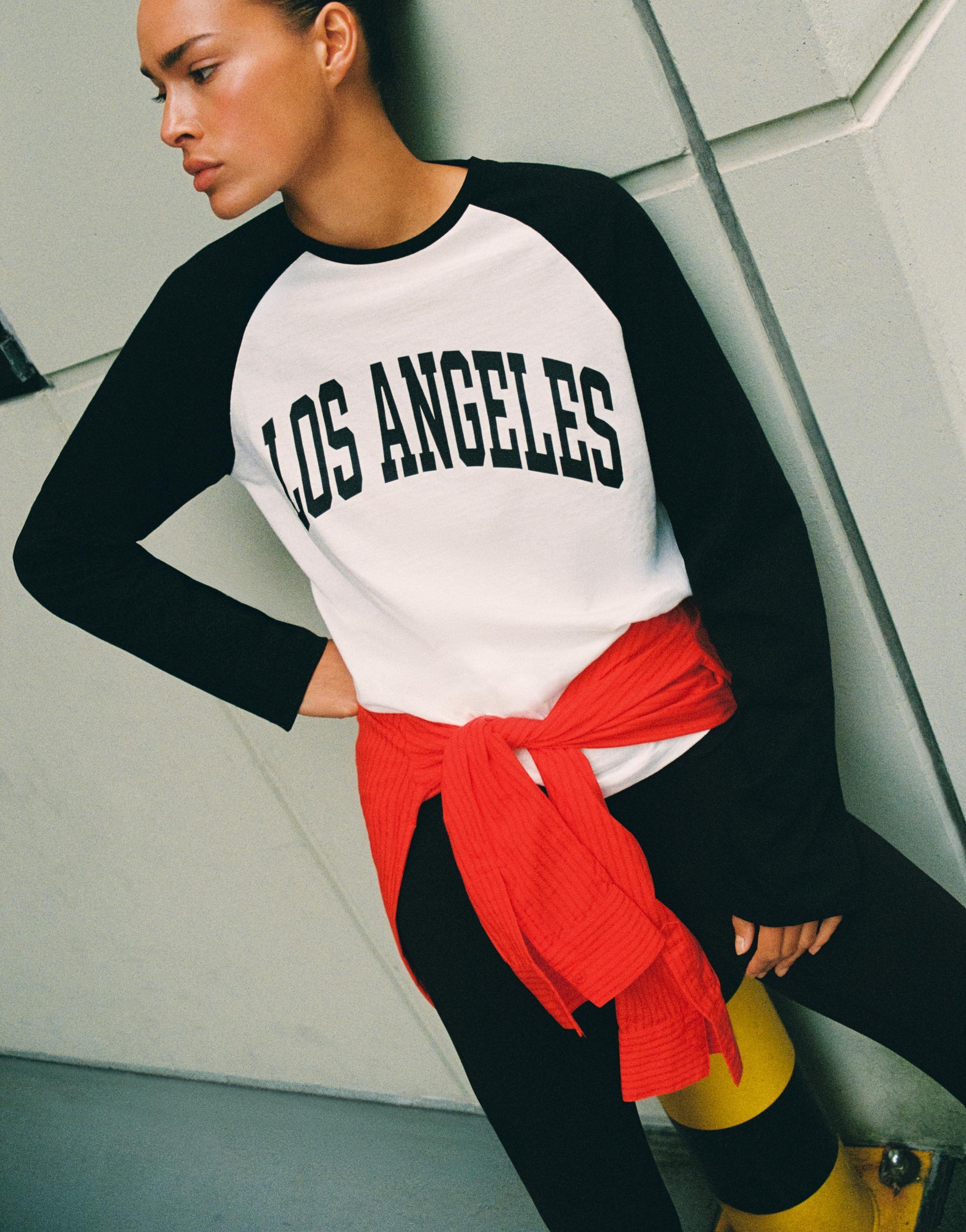 Los Angeles raglan sleeve T-shirt — White/Black
