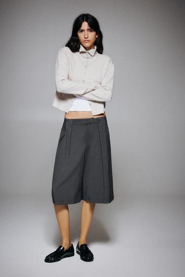 Pleated tailored bermuda shorts — Dark grey 1