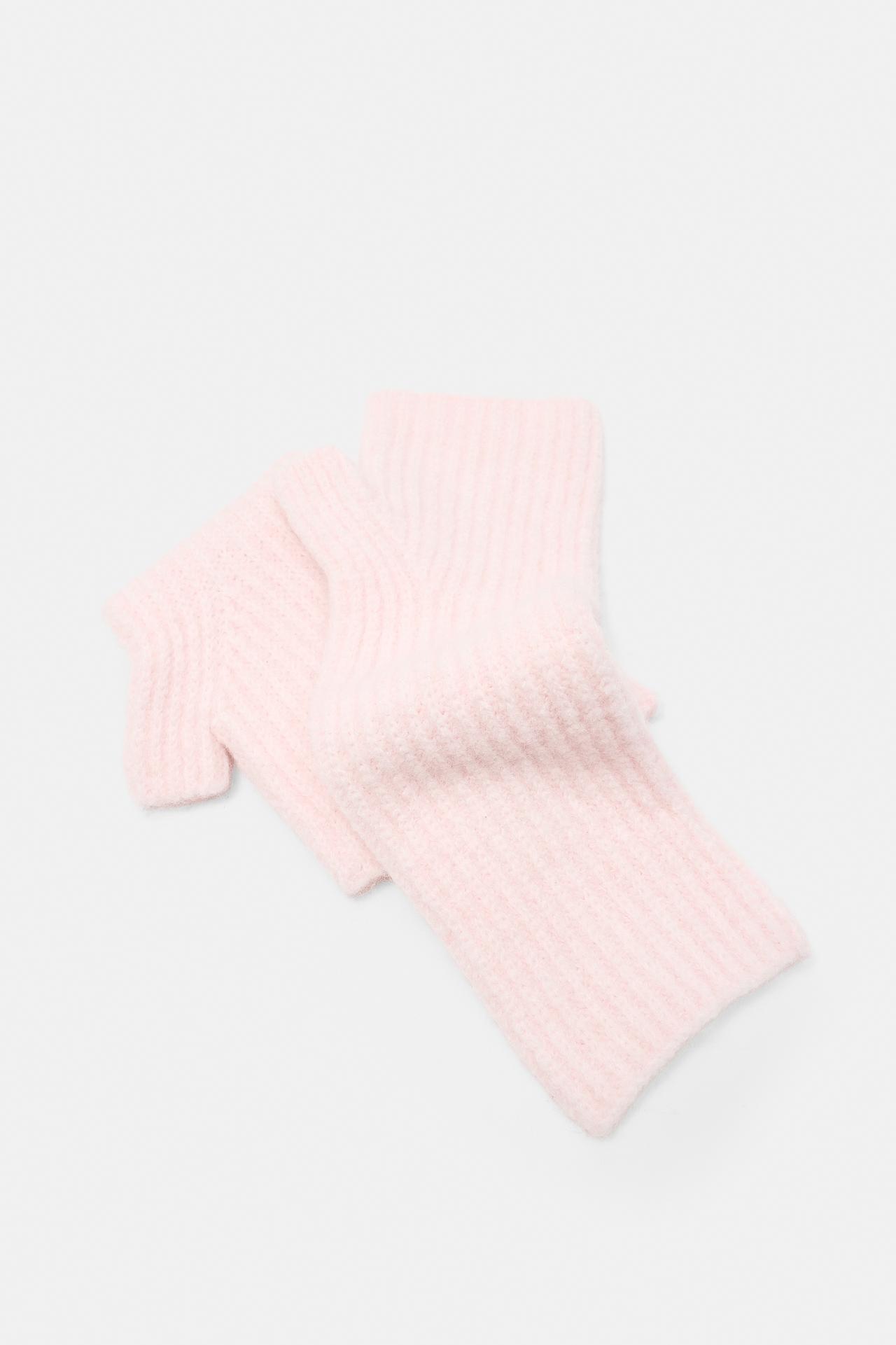 Ribbed knit mittens — Pink