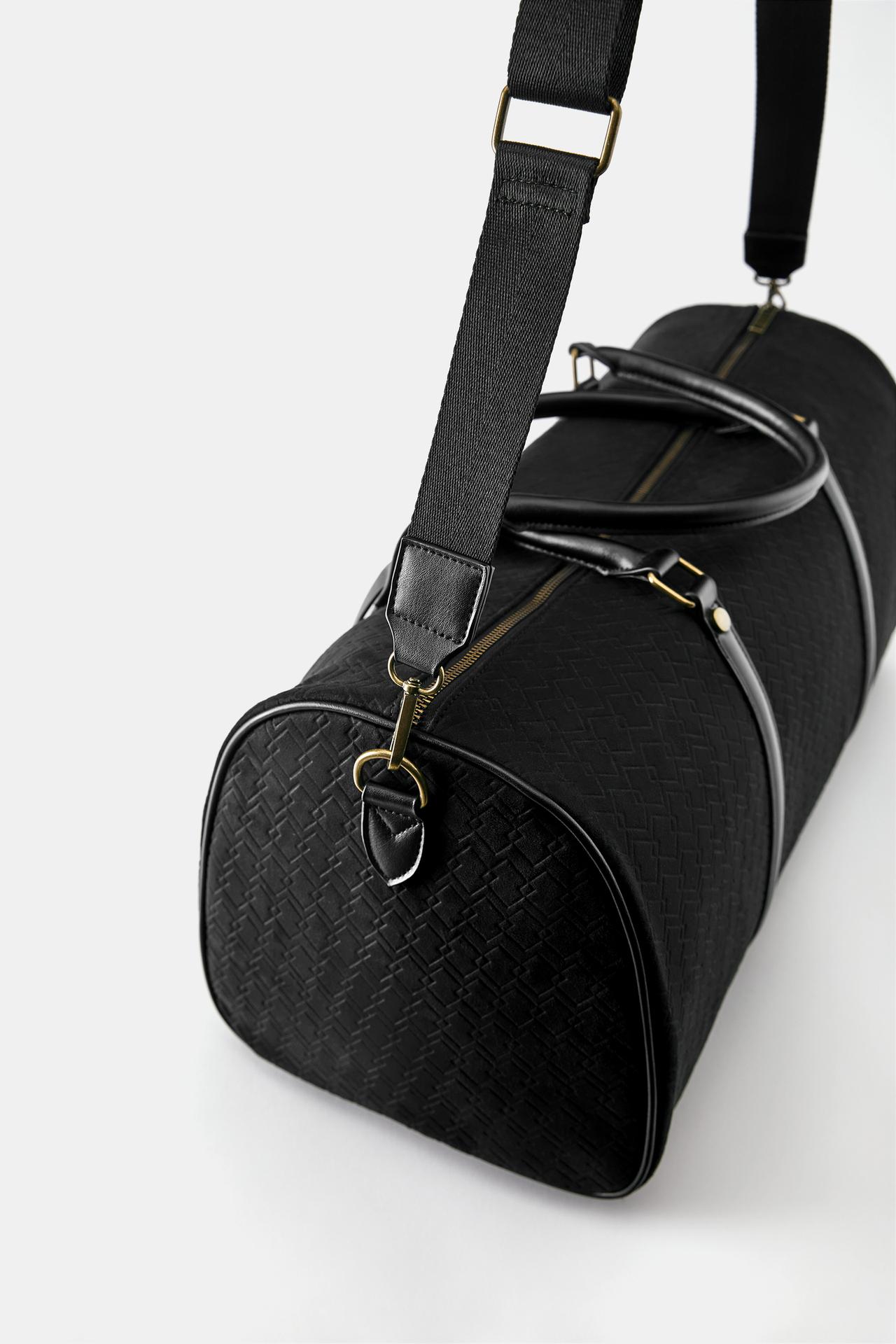 Embossed bowling bag with embellishment — Black