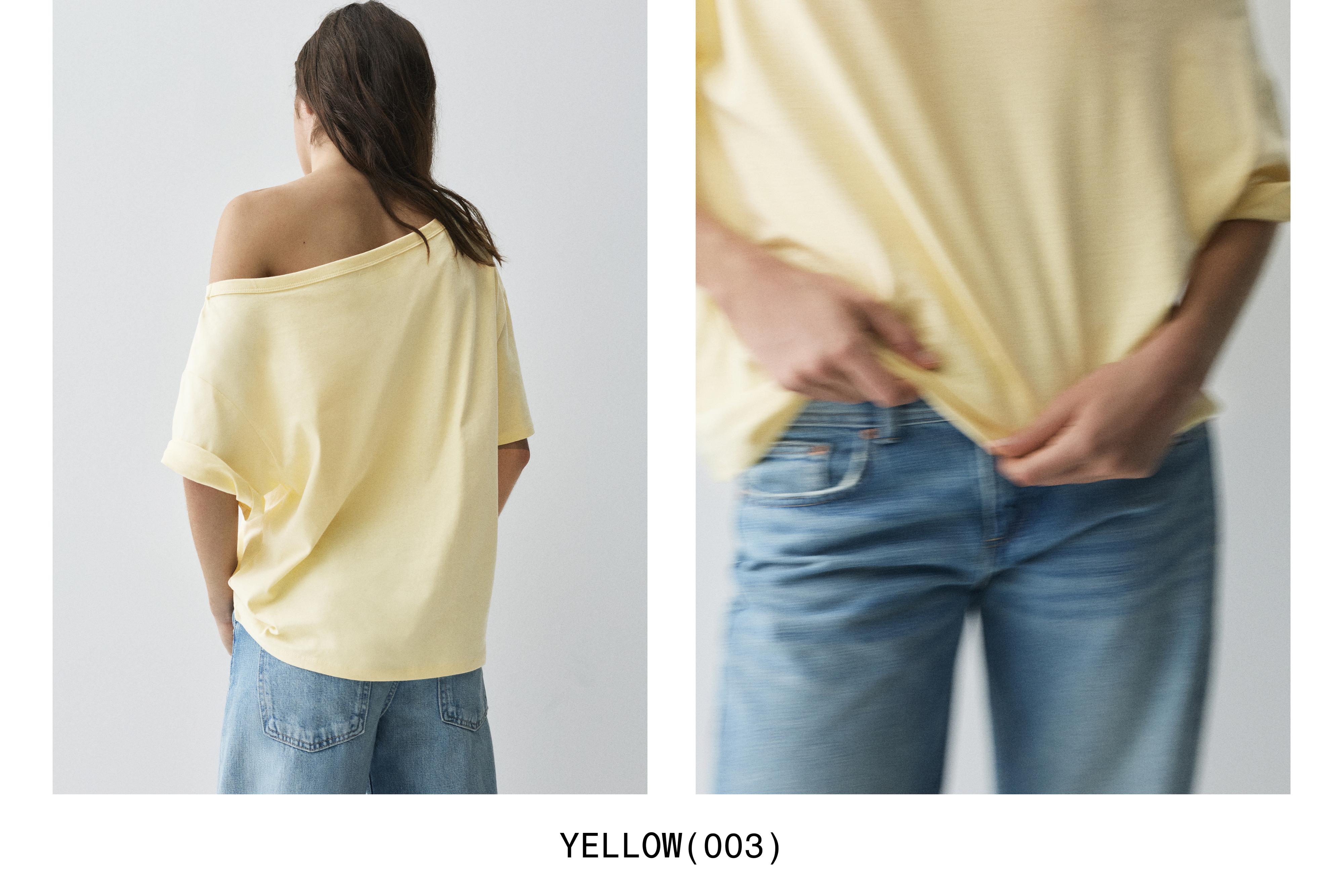 Asymmetric short sleeve T-shirt — Yellow