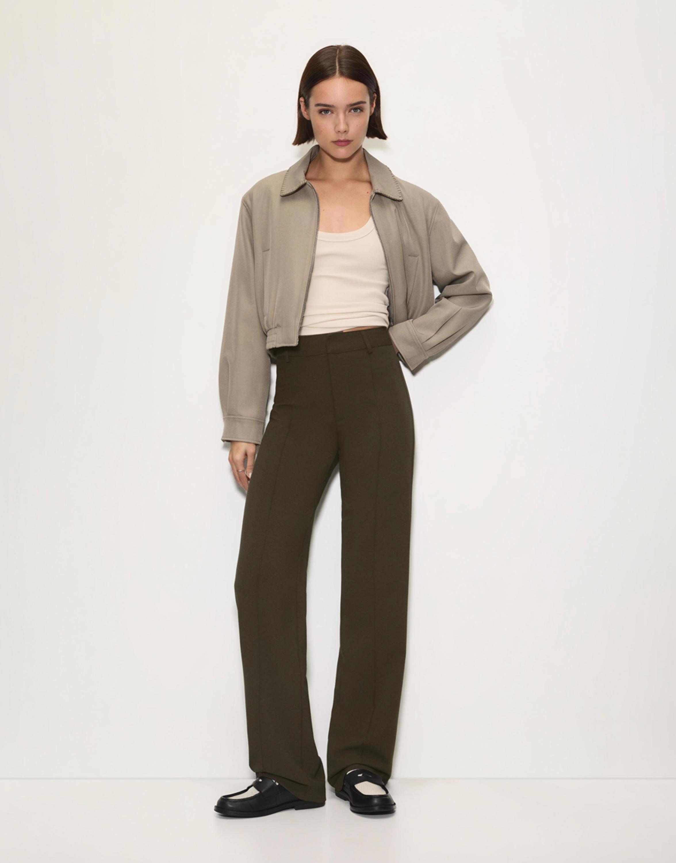 Smart trousers with seam detail — Medium khaki