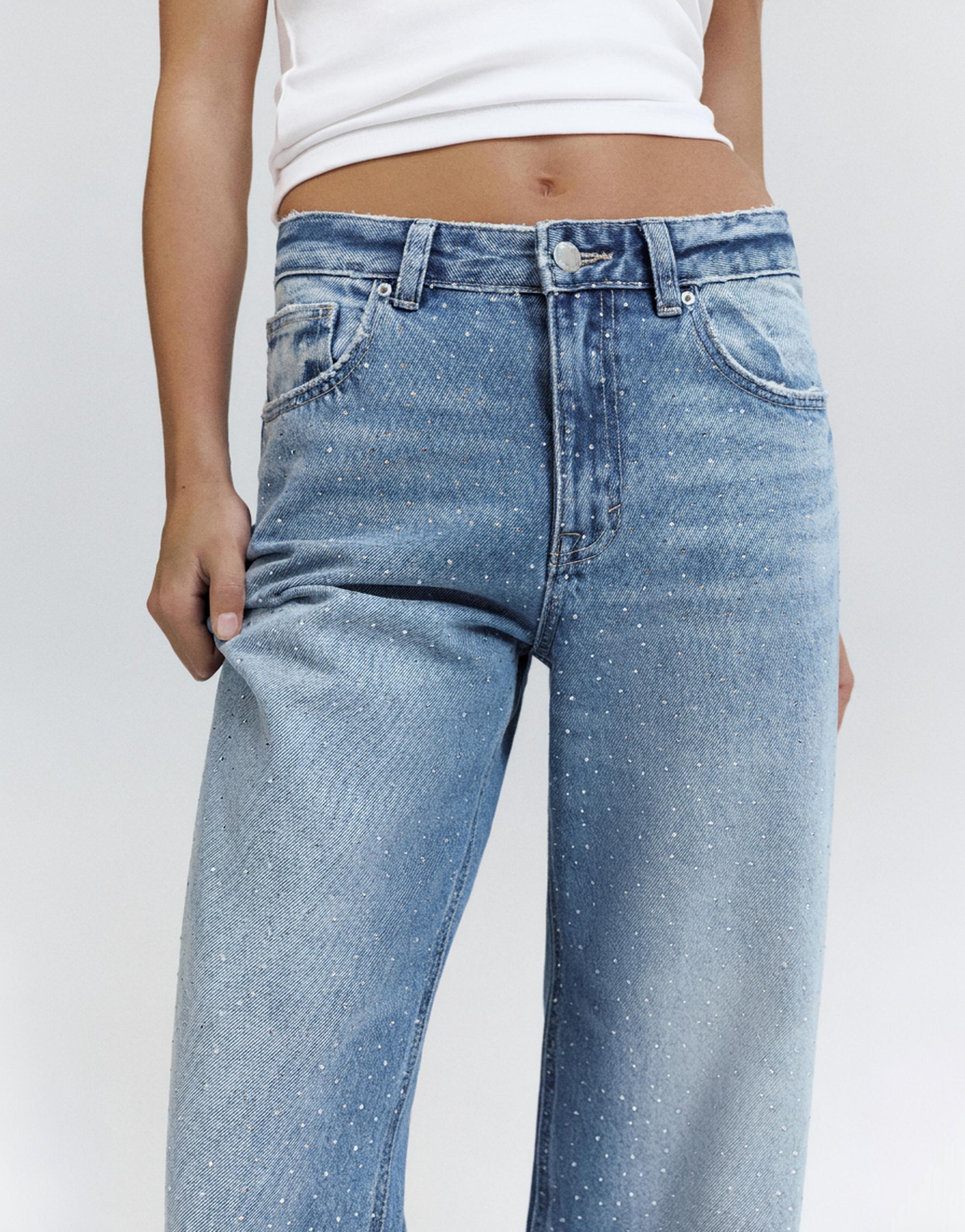 Işıltılı baggy straight fit jean - Görsel 23