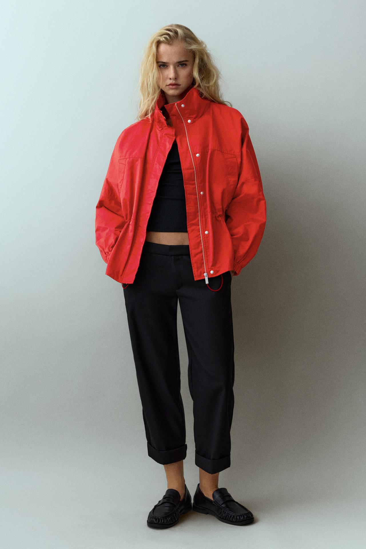 Gathered waist jacket — Red