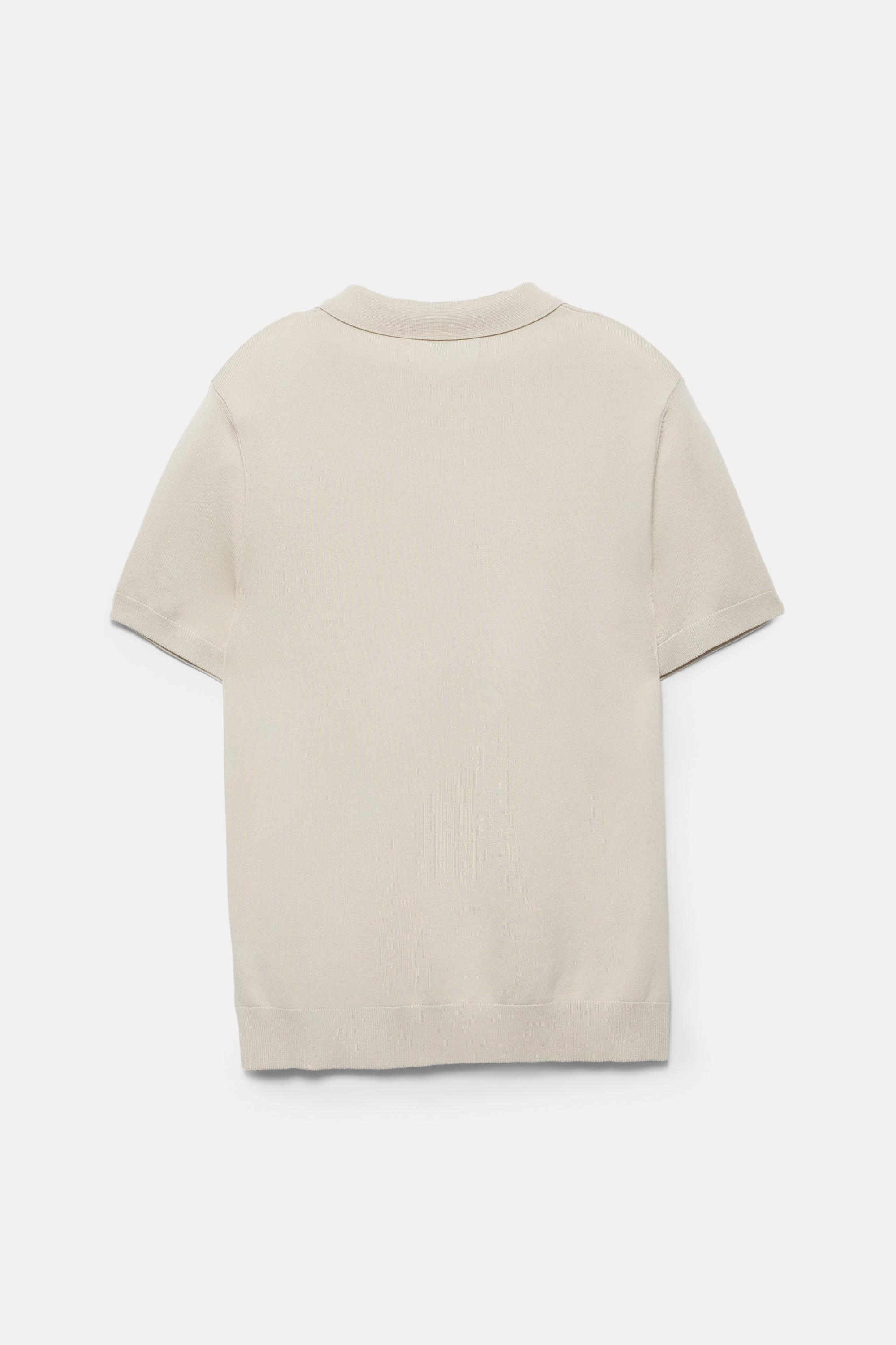 Short sleeve knit polo shirt — Sand