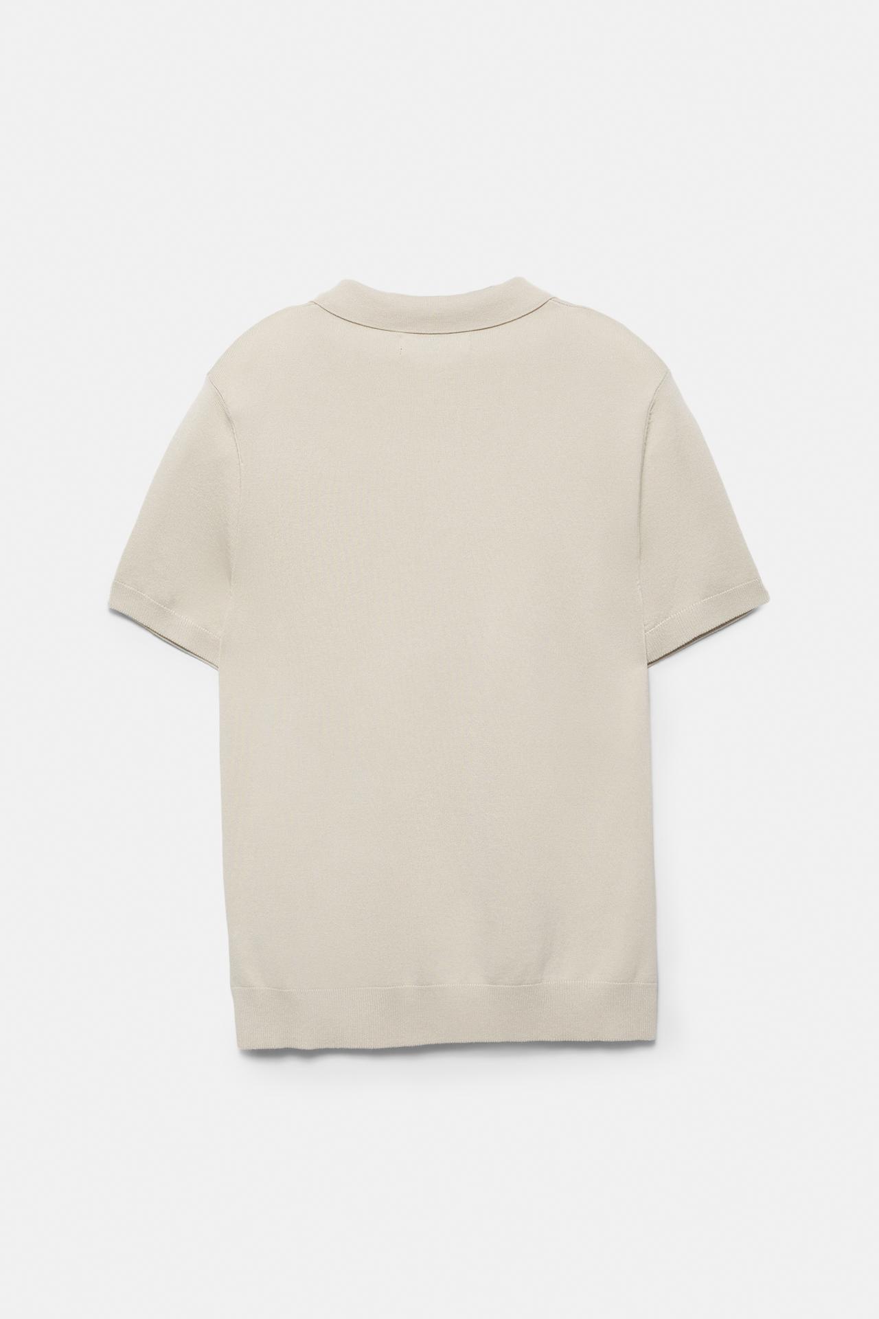 Short sleeve knit polo shirt — Sand