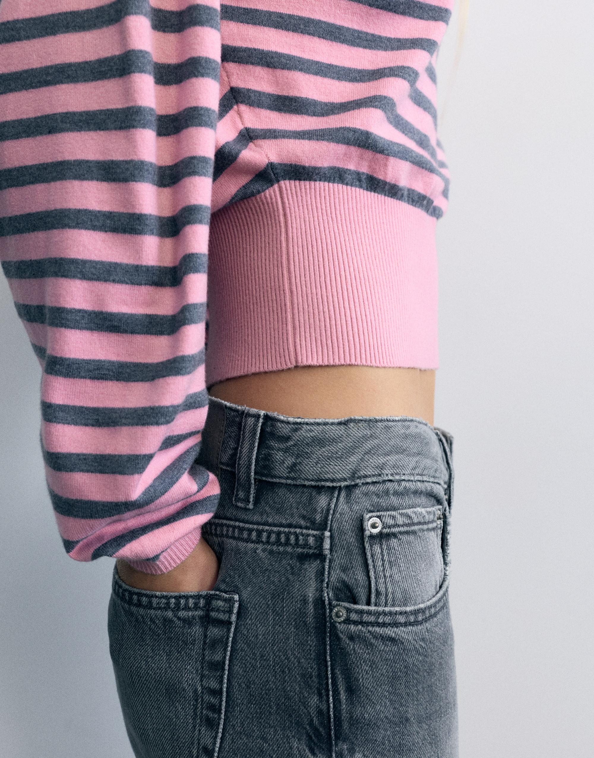 Asymmetric neck jumper — Pink