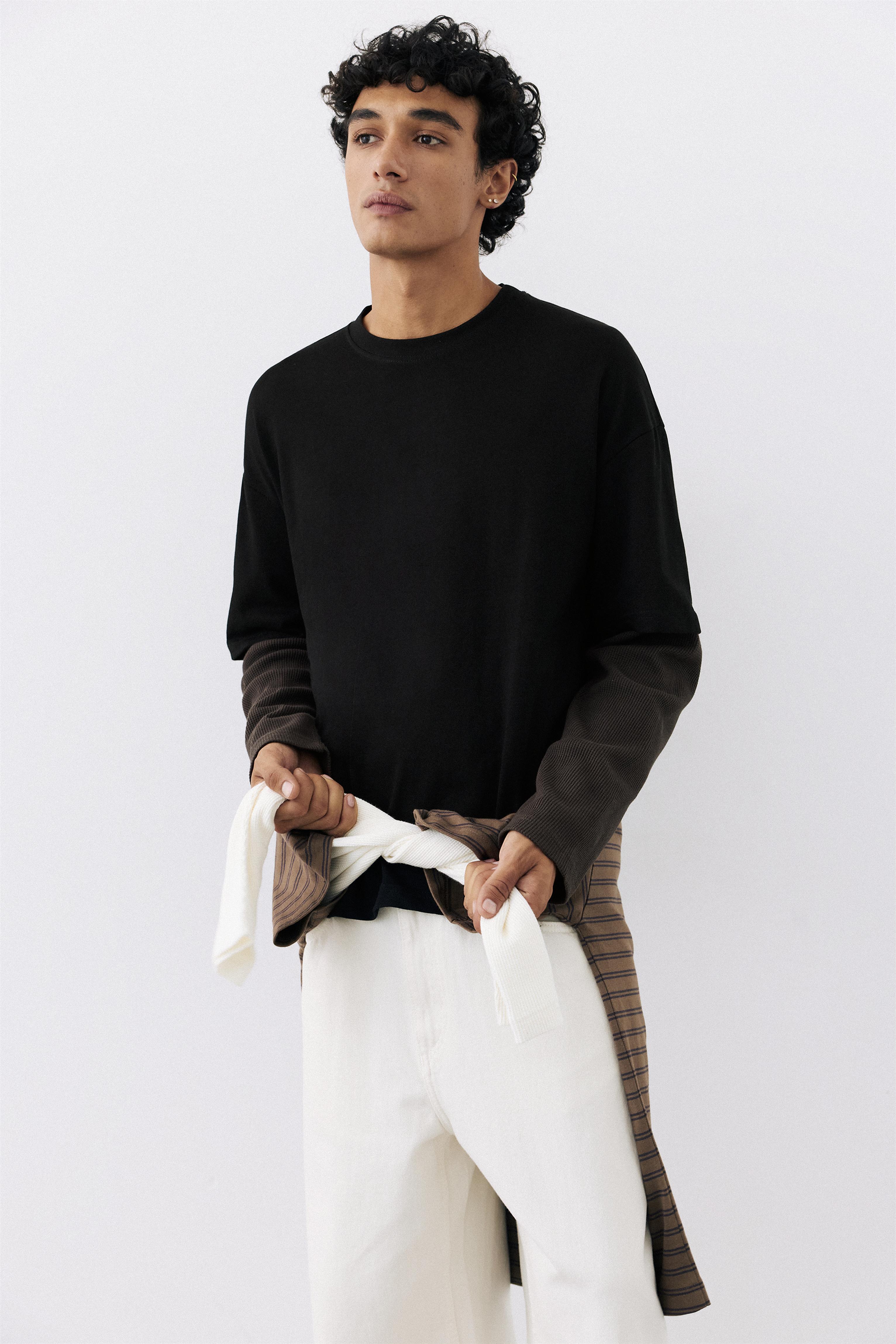 Double-layer long sleeve T-shirt — Black