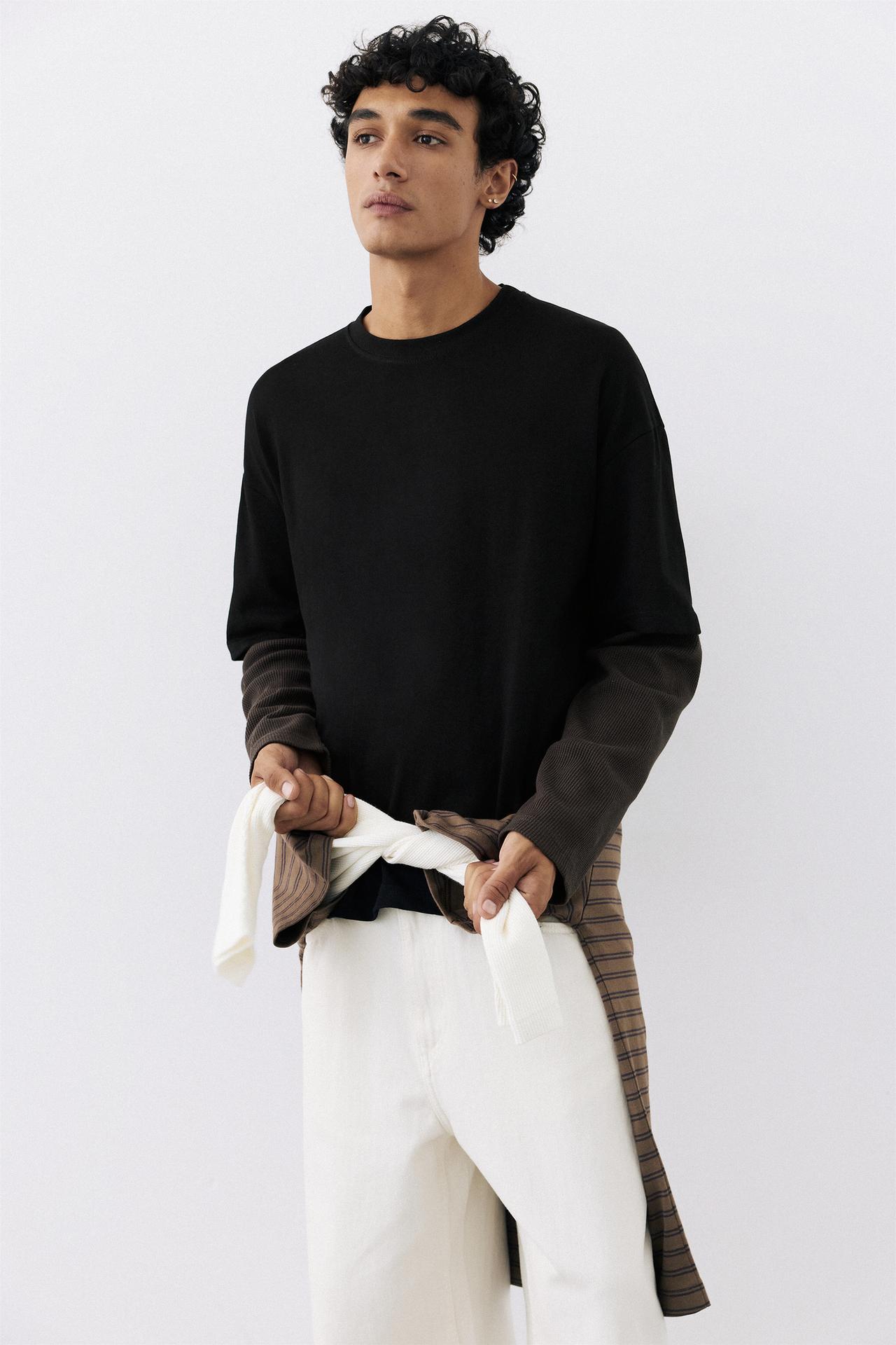 Double-layer long sleeve T-shirt — Black