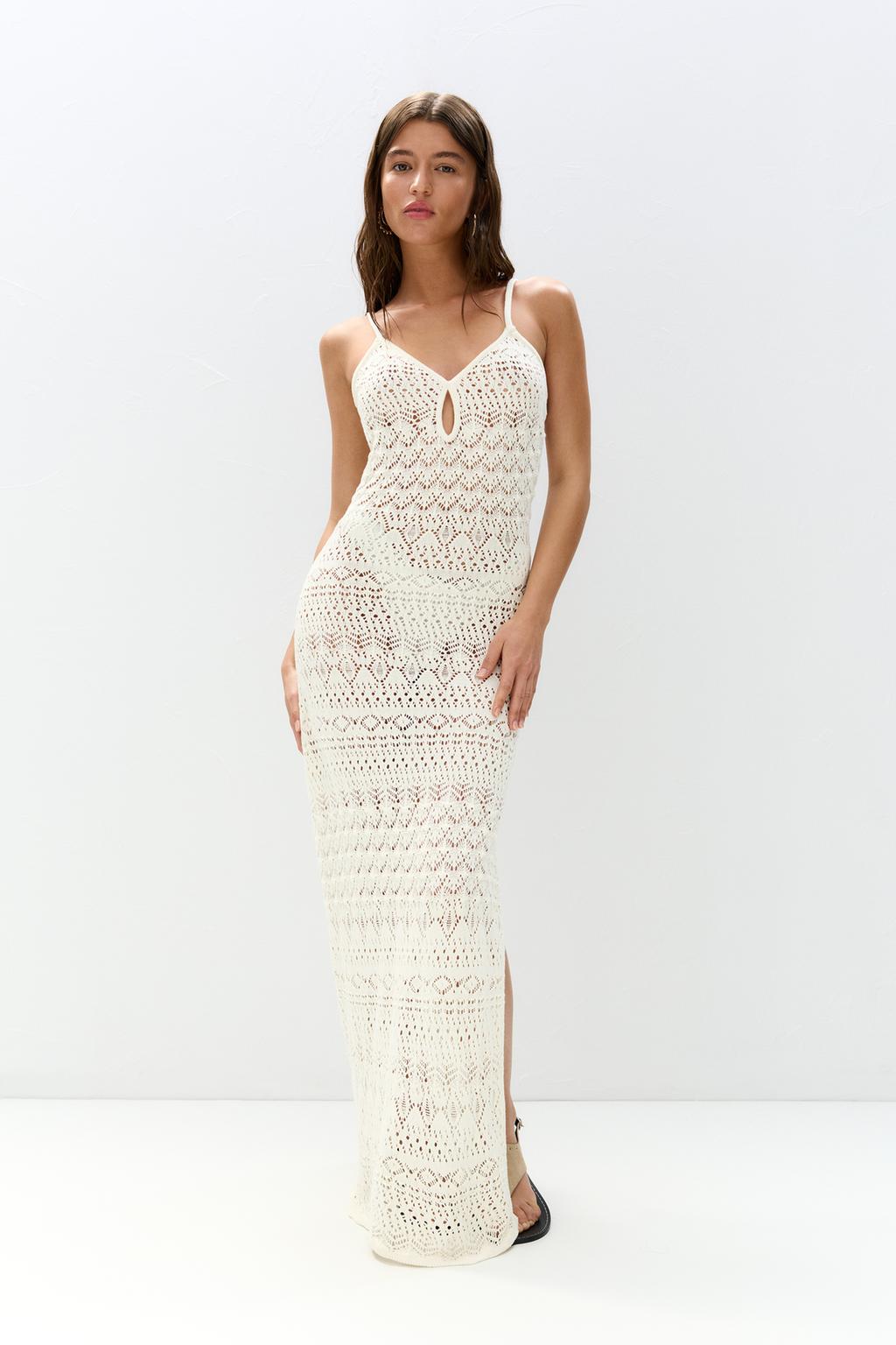 Vestido midi crochet tirantes PULL&BEAR
