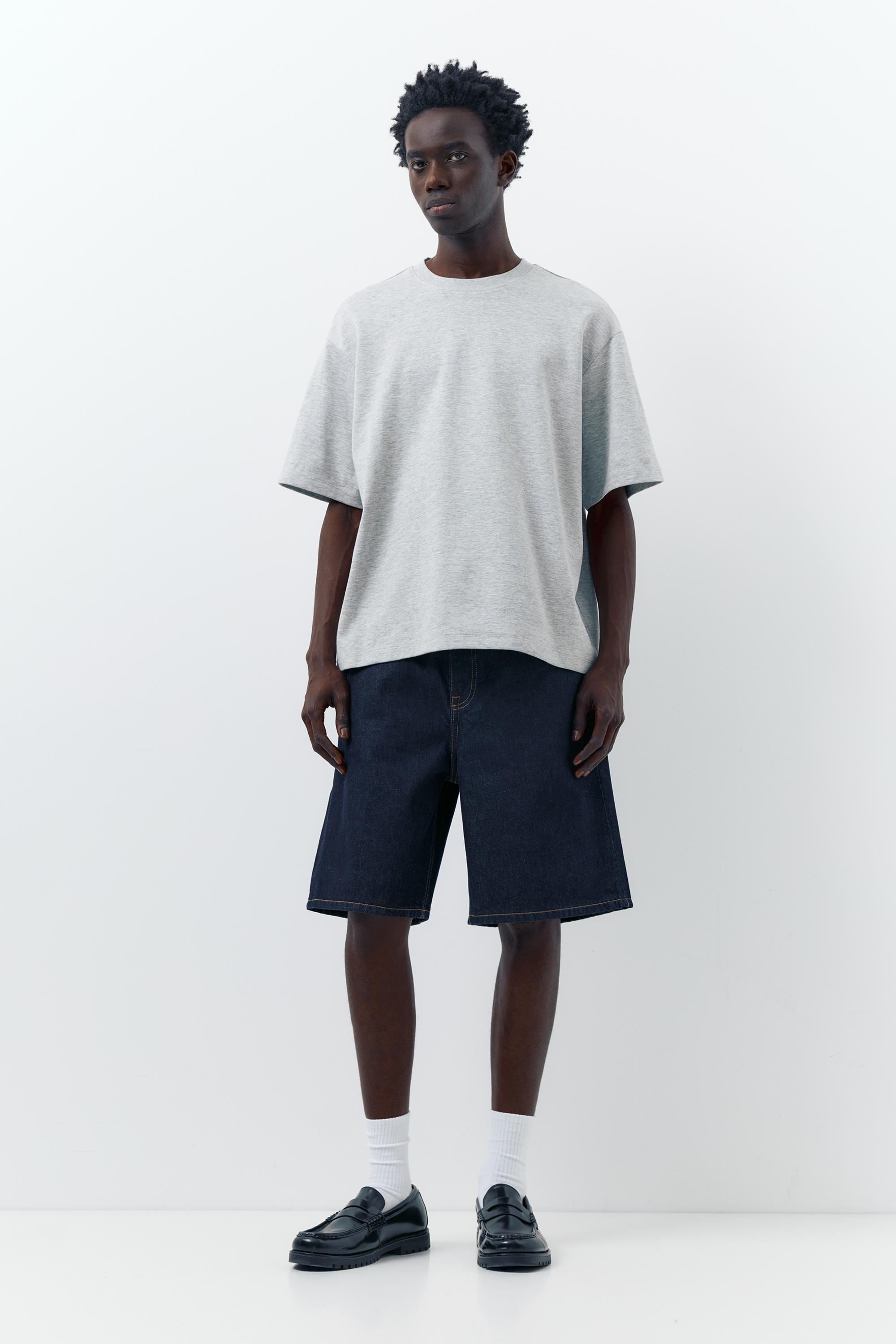 Baggy relaxed fit denim Bermuda shorts — Navy