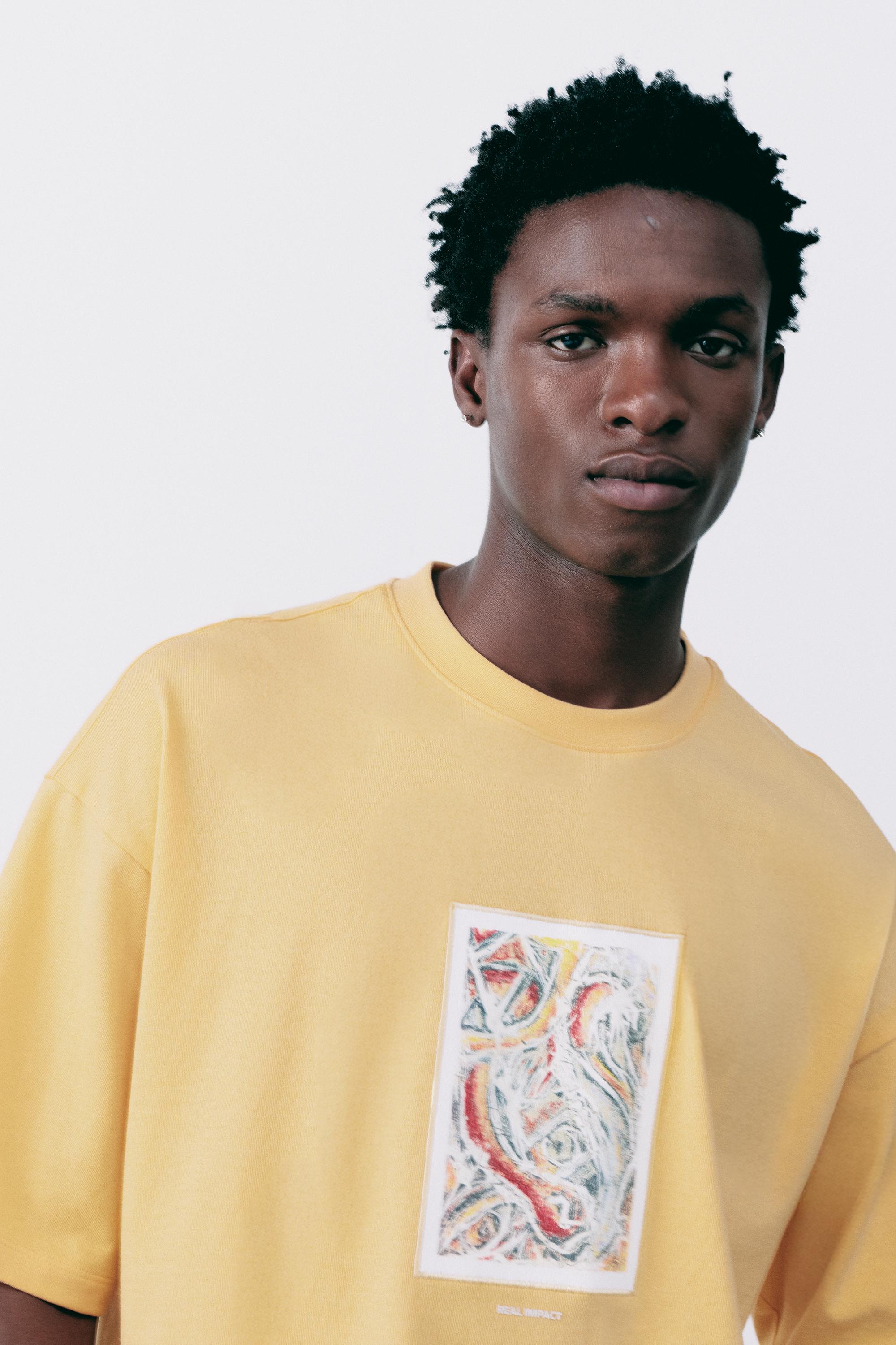 Relaxed fit embroidered T-shirt — Yellow