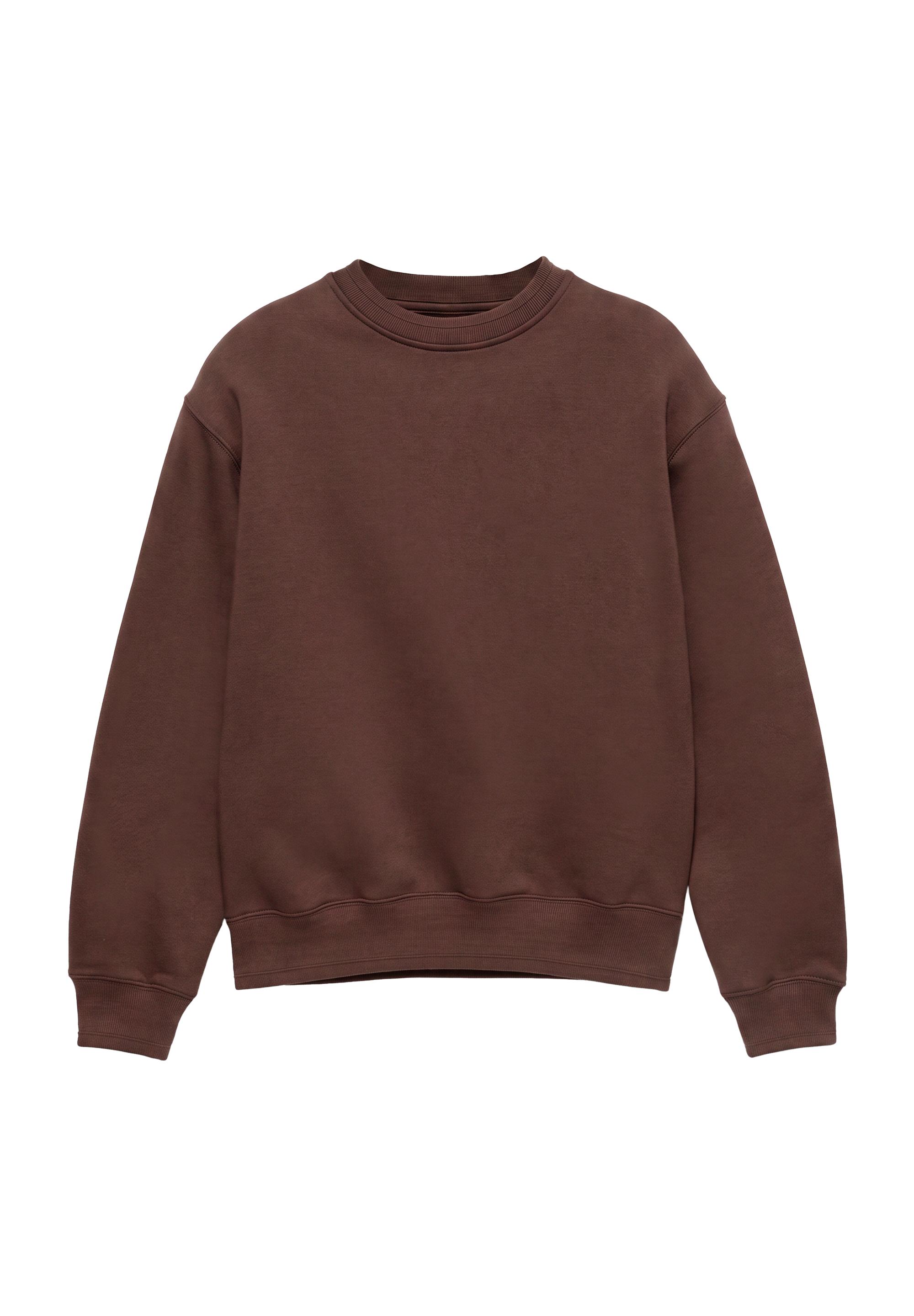 Relaxed fit round neck sweatshirt — Chocolate