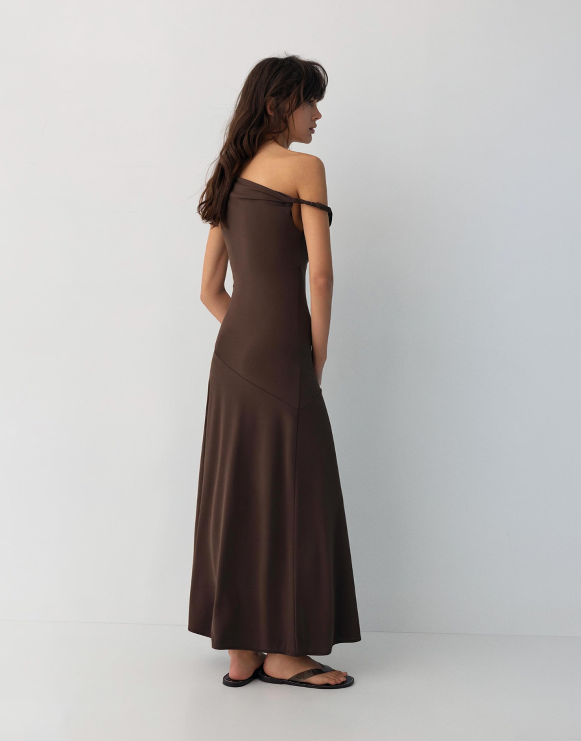 Asimetrik midi elbise - Görsel 23