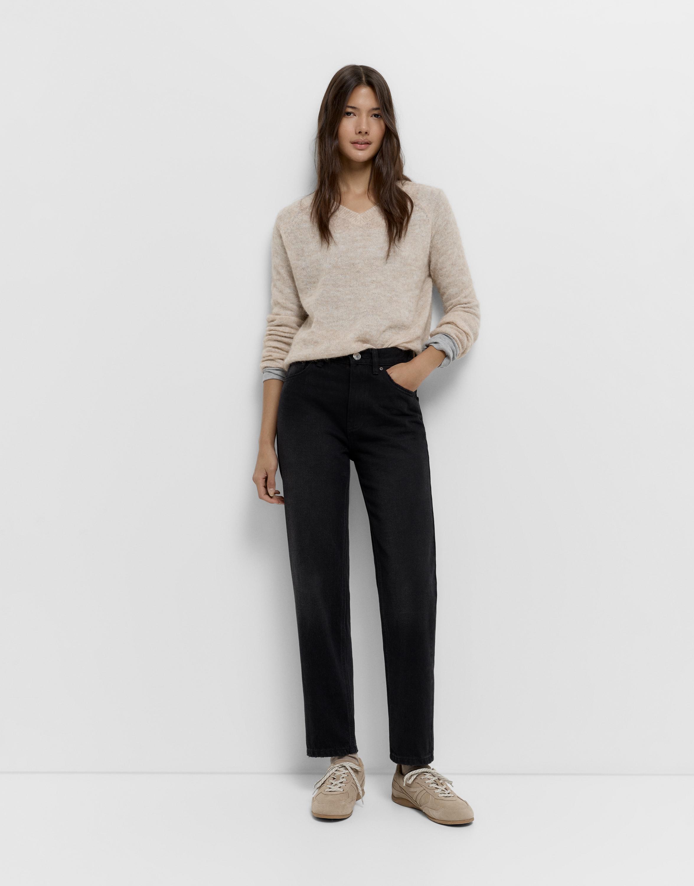 High-waist mom jeans — Black