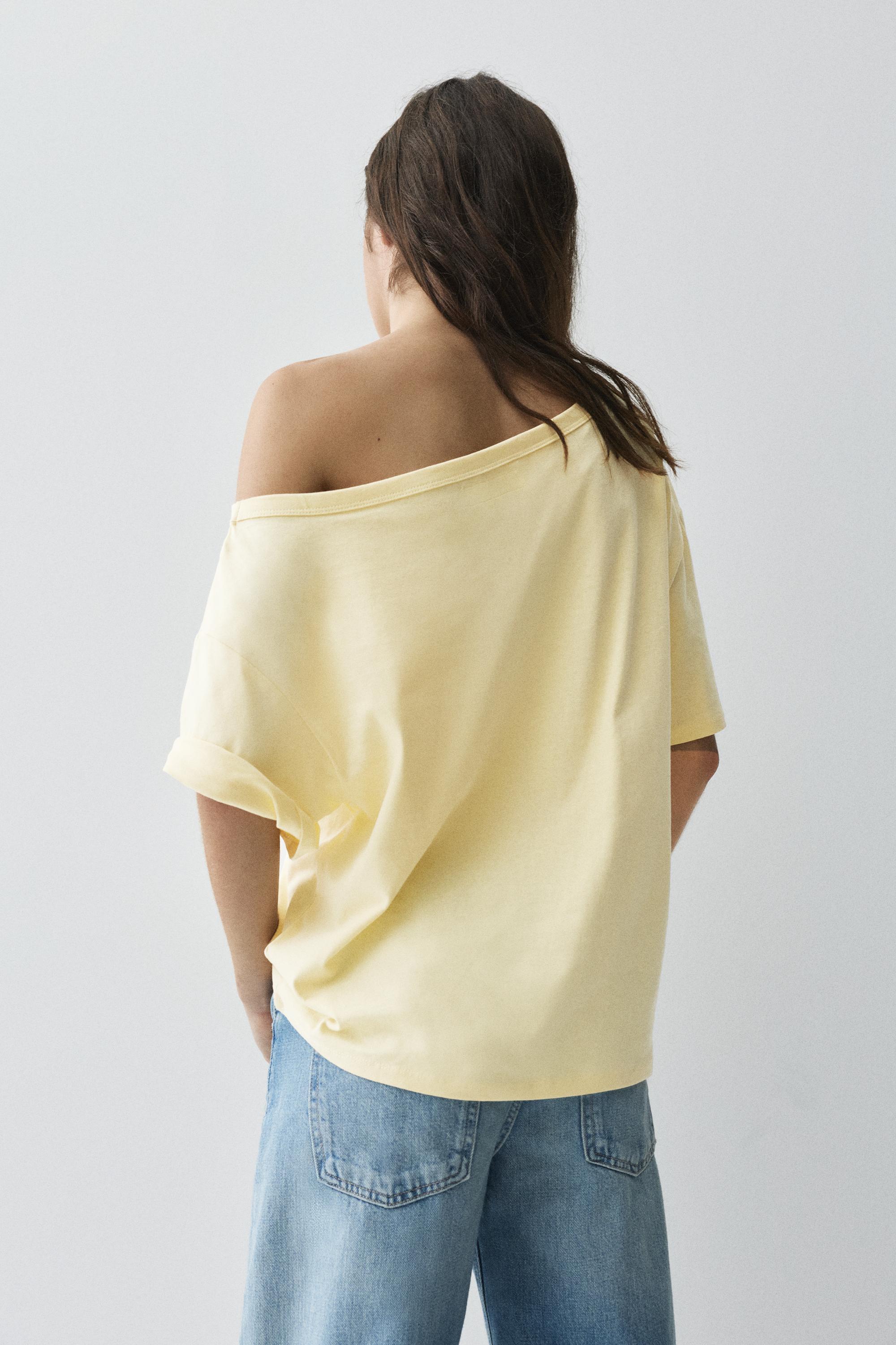 Asymmetric short sleeve T-shirt — Yellow