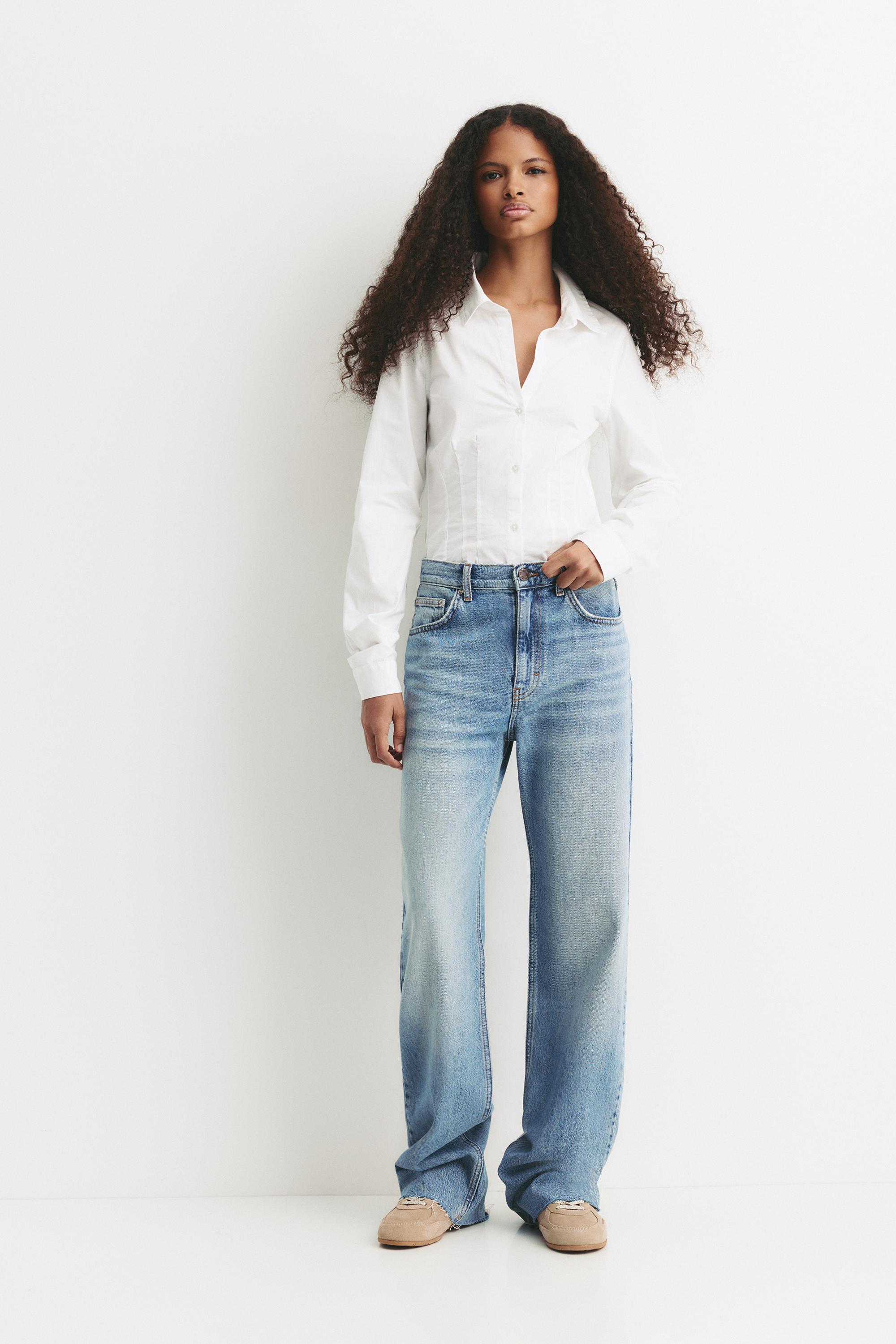 Poplin yırtmaçlı dar kesim gömlek - Görsel 51