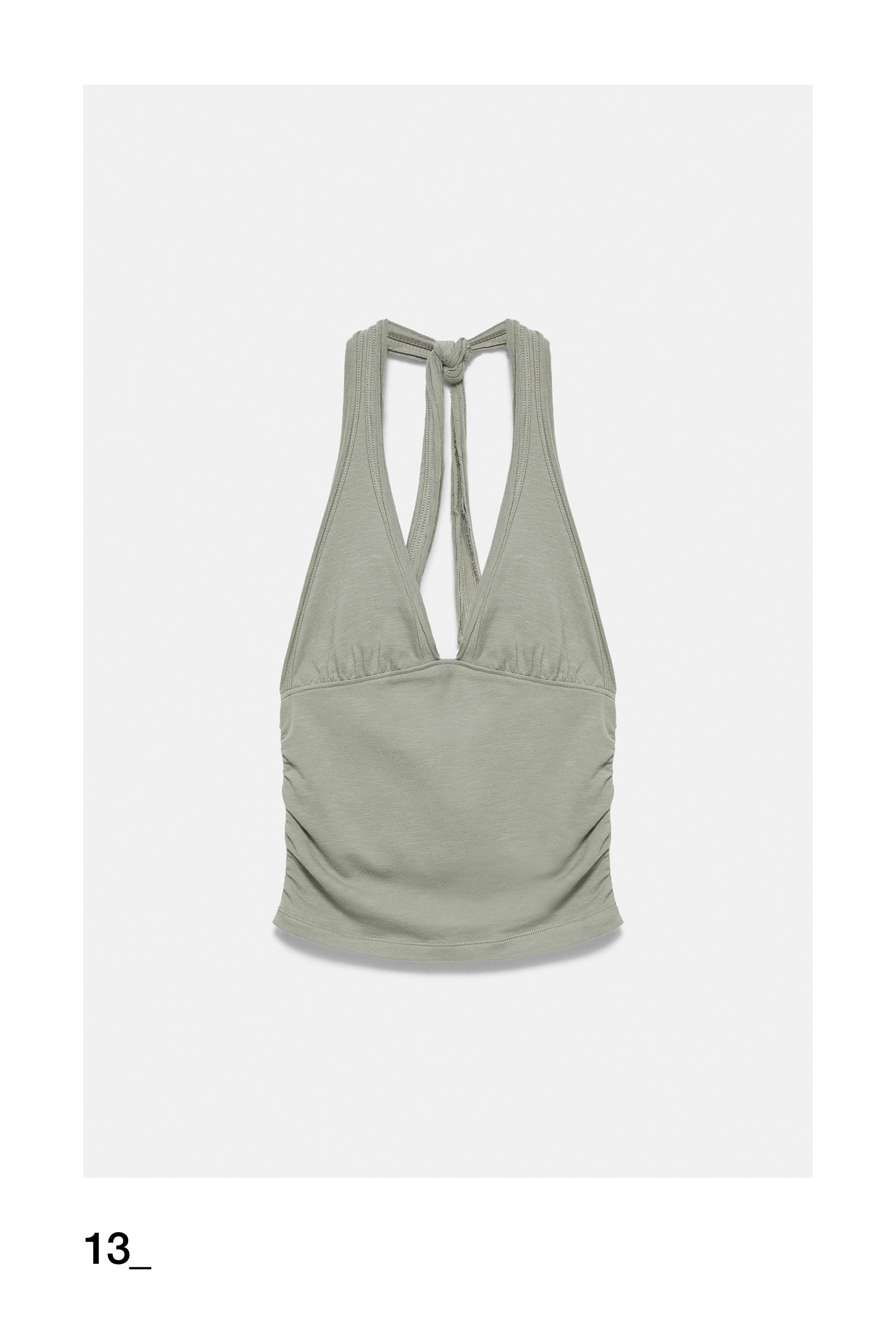 Halter top with tie detail — Medium khaki