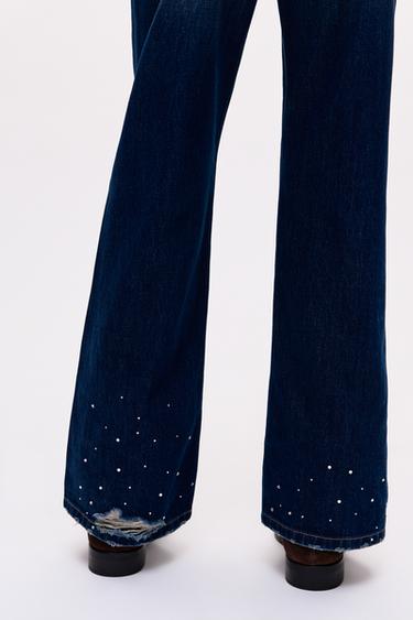 Rhinestone boot-cut jeans – Oscar Ouyang — Dark blue 4
