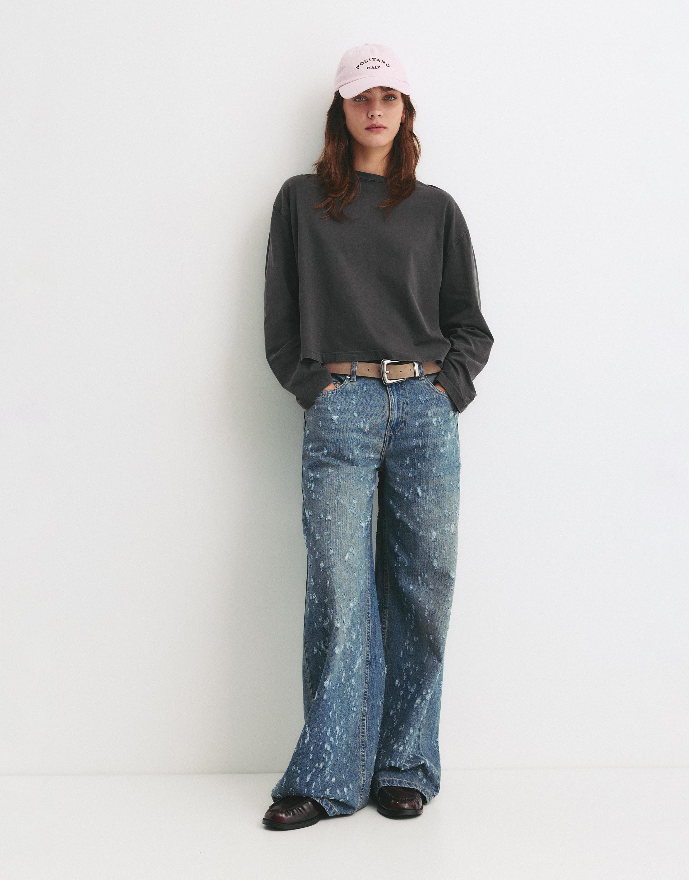 Uzun kollu boxy t-shirt - Görsel 13