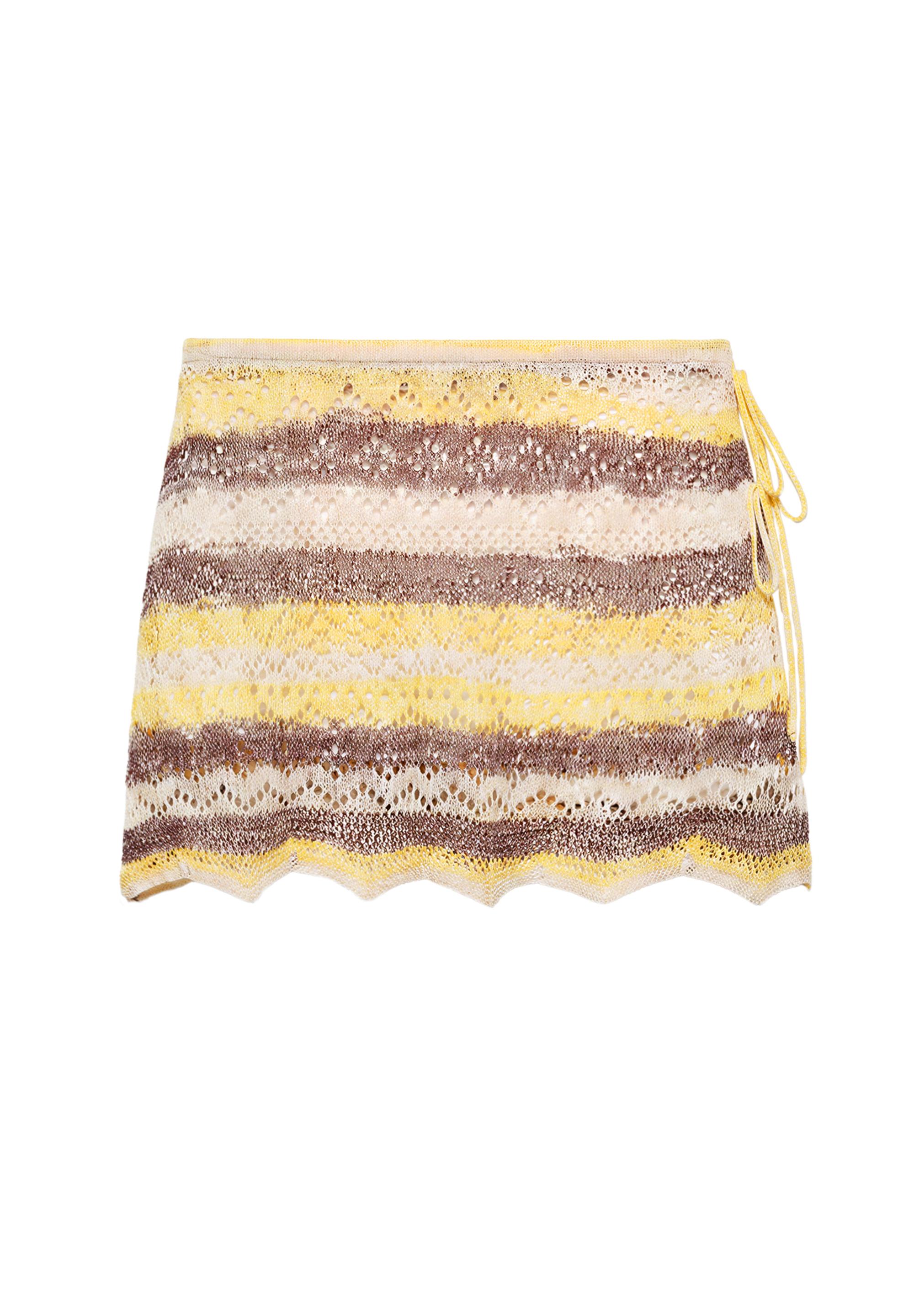 Space dye cutwork mini skirt — Yellow