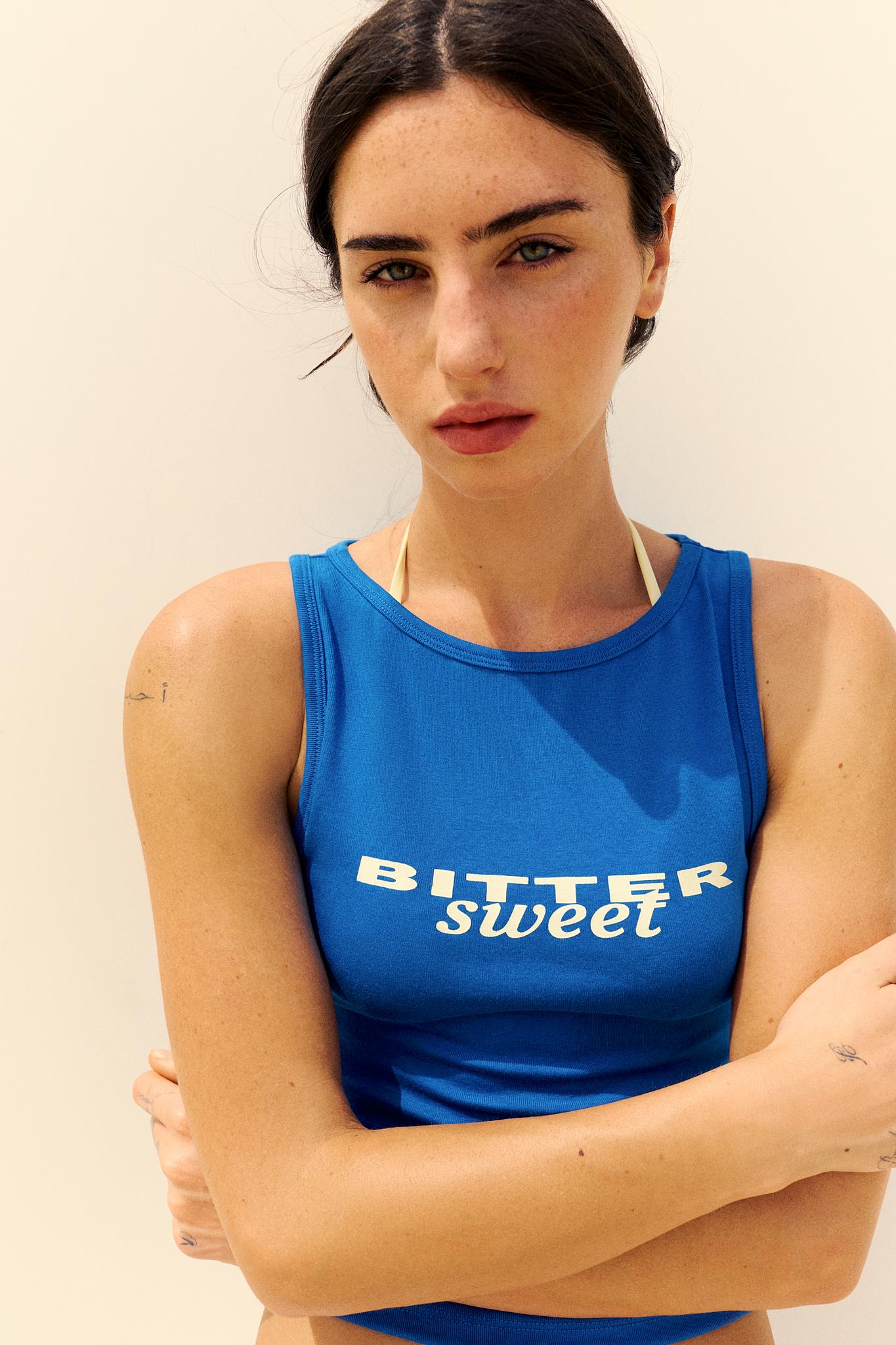 Text tank top — Deep blue