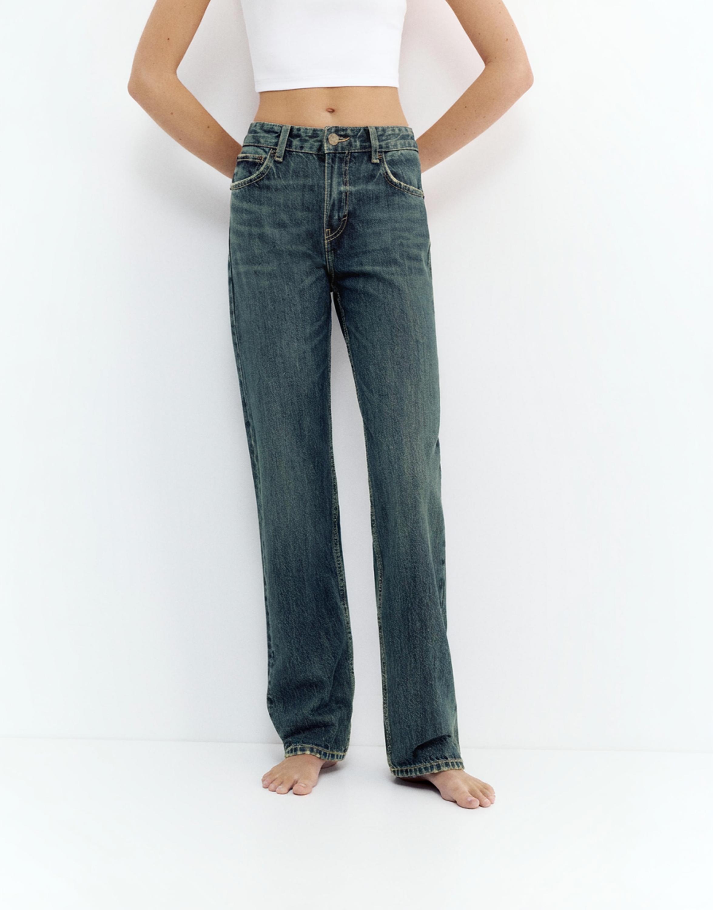 Mid-waist straight-leg jeans — Navy