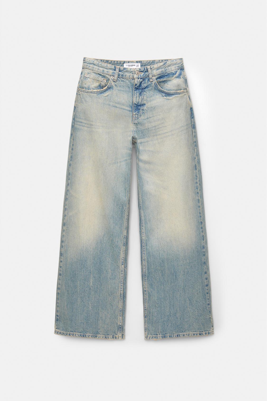 Washed-effect wide-leg baggy jeans - PULL&BEAR