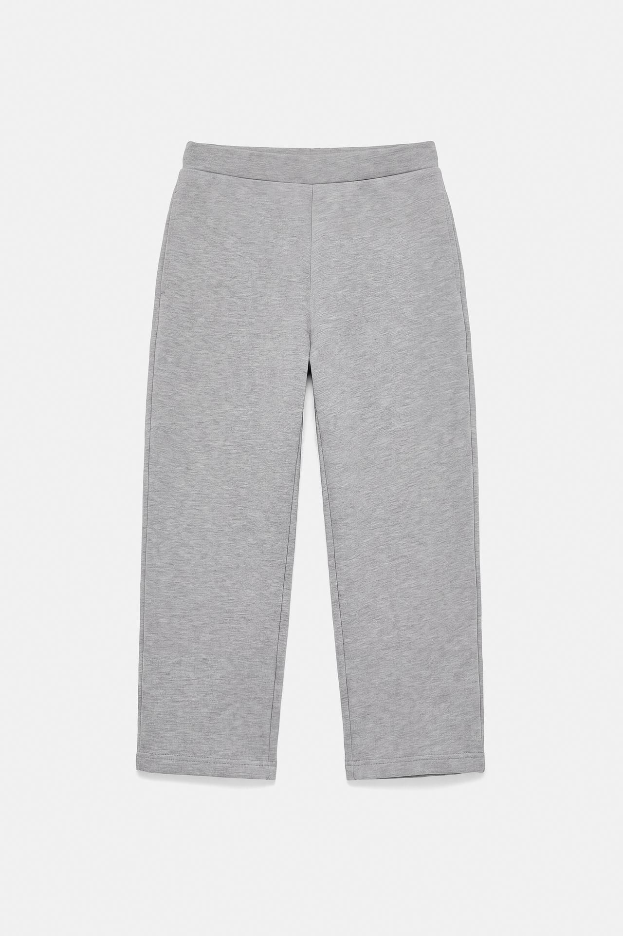Neoprene-effect barrel trousers — Grey marl