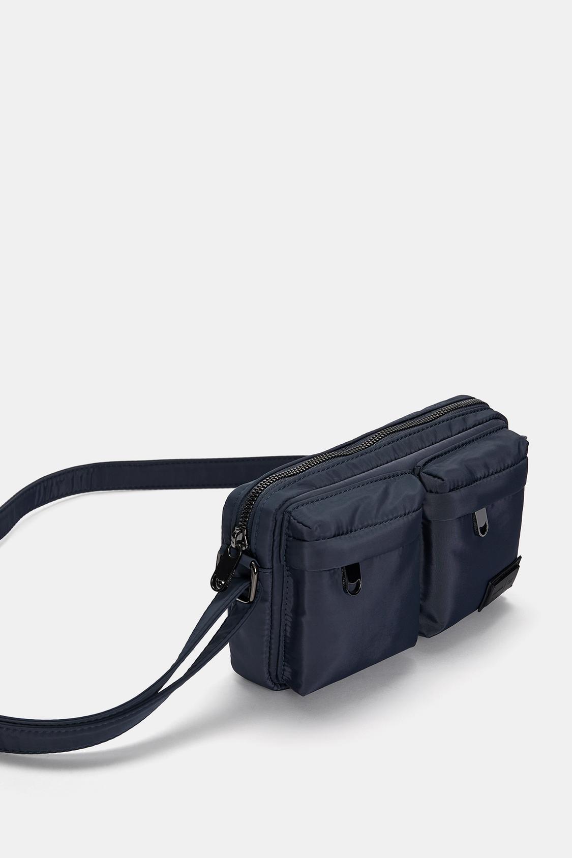 Nylon-effect crossbody bag with pockets - PULL&BEAR