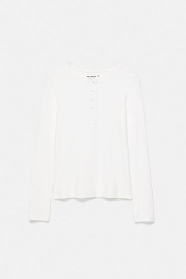 Slim fit henley neck T-shirt — Ice 6