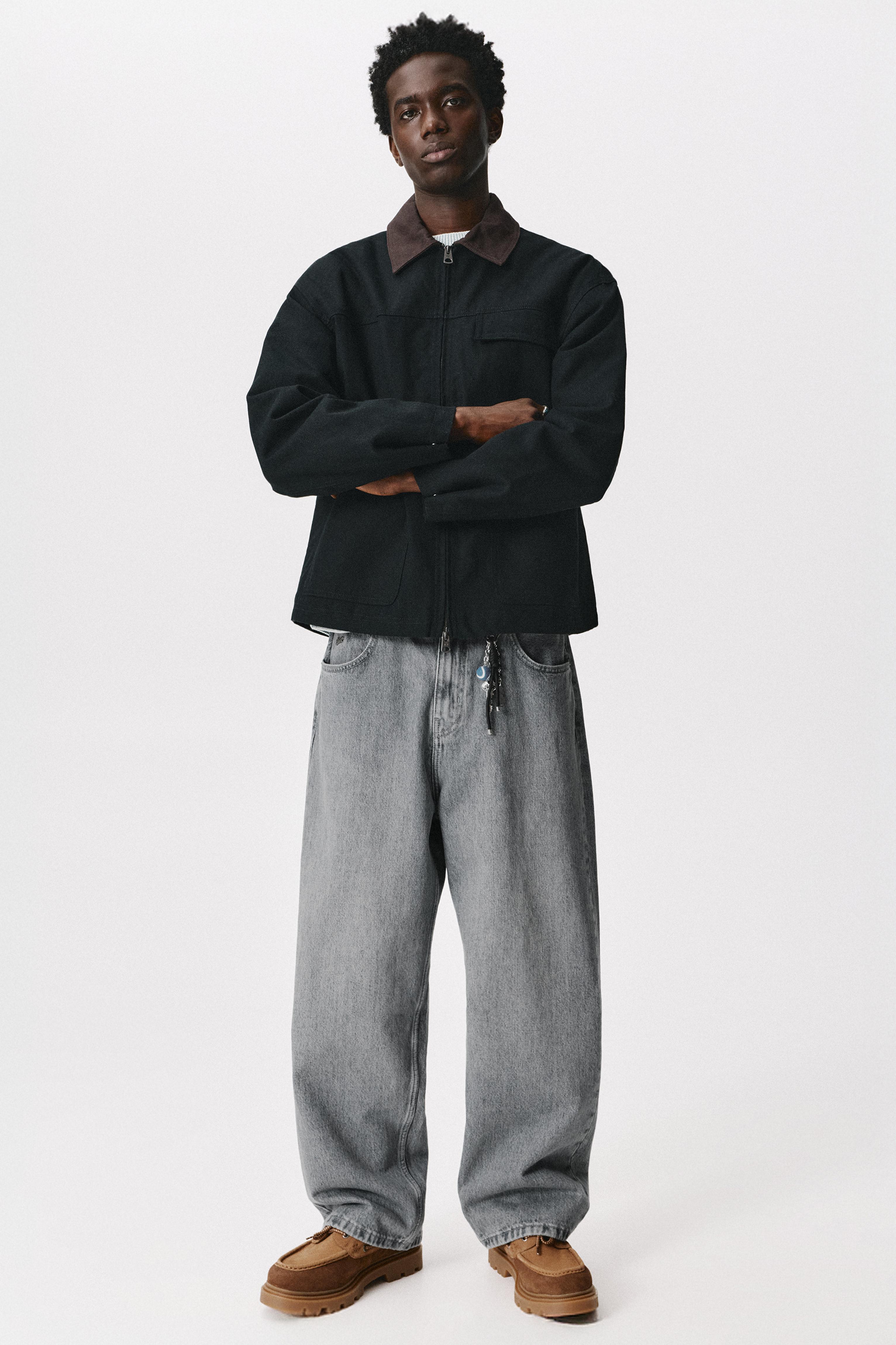 Relaxed fit baggy jeans — Pale grey