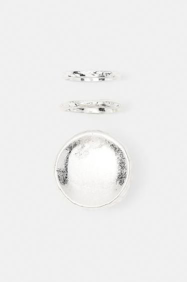 Pack of 3 irregular finish rings — Silver 1
