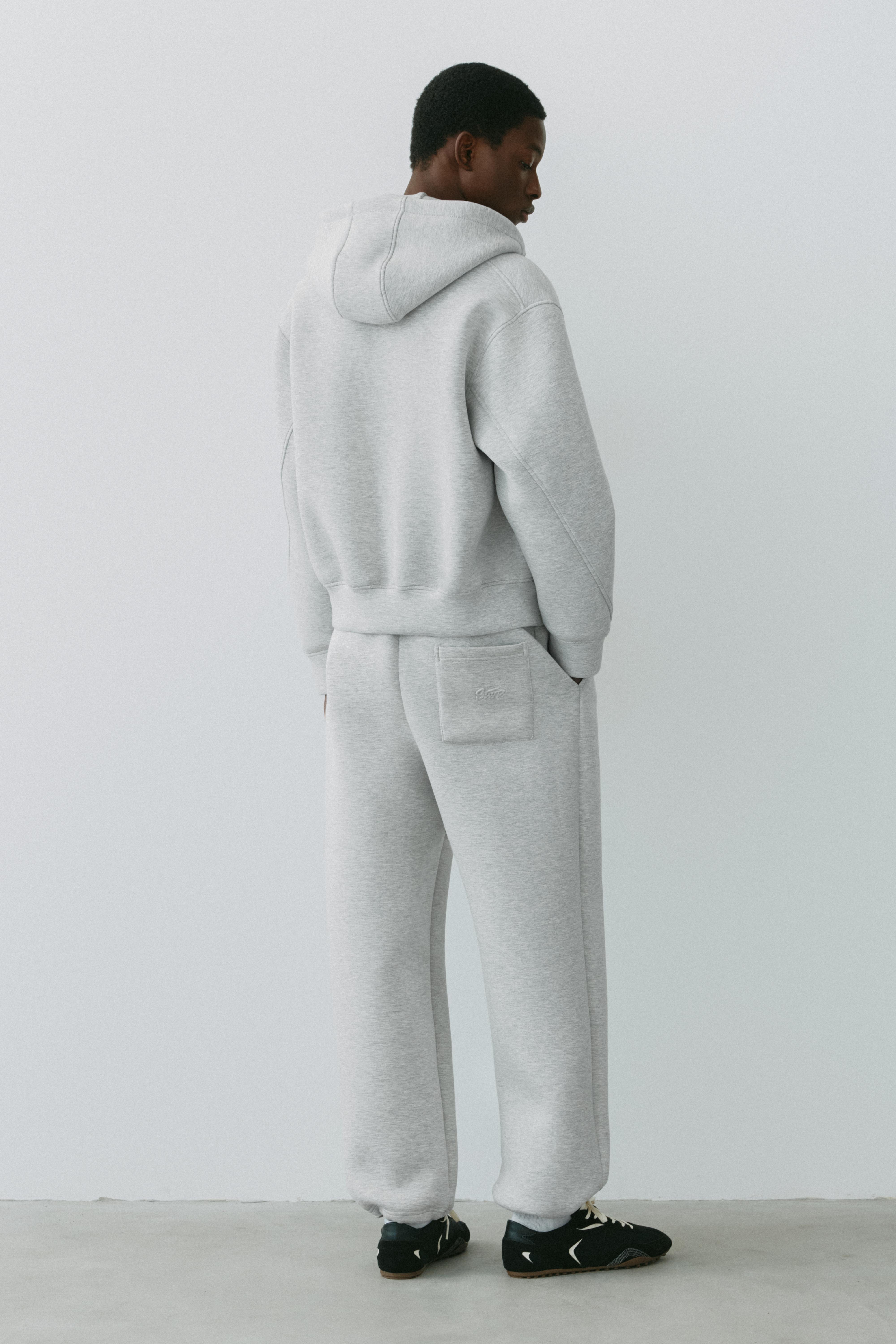 Neoprene-effect baggy trousers — Grey marl