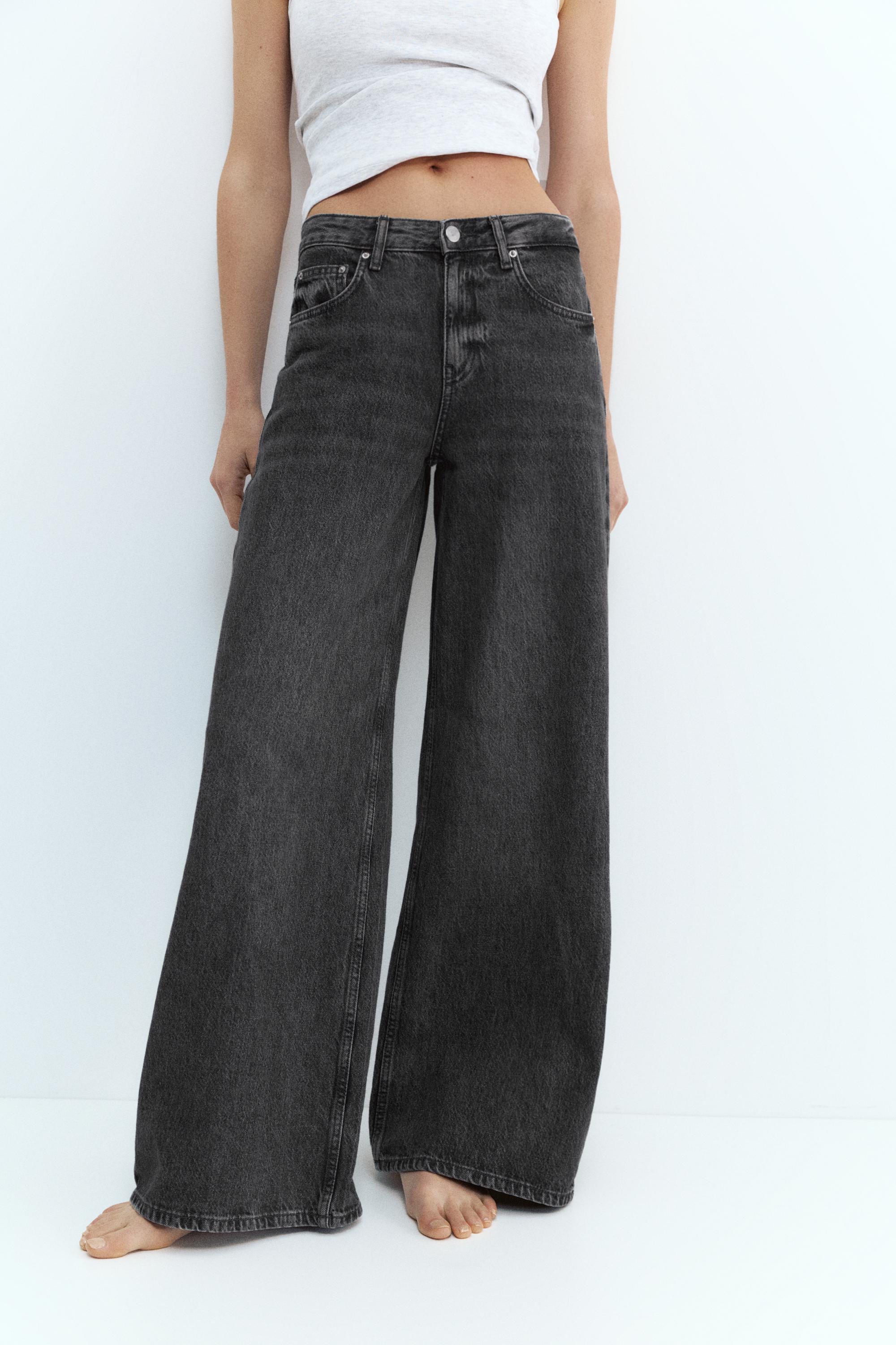 Low-rise wide-leg jeans — Medium grey